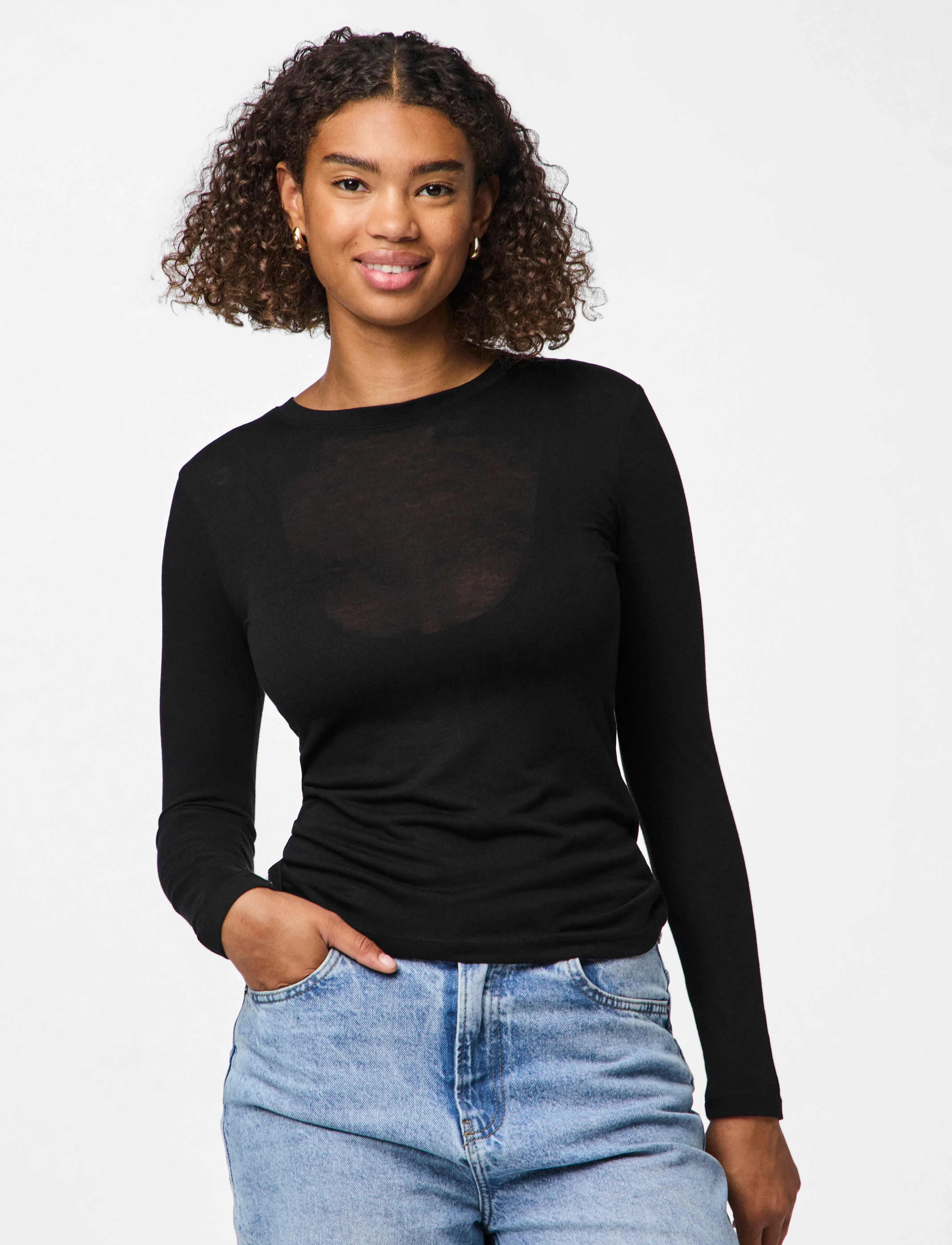 Pieces PCMARIA LS TOP JRS NOOS BC - T-Shirts & Tops - BLACK / black