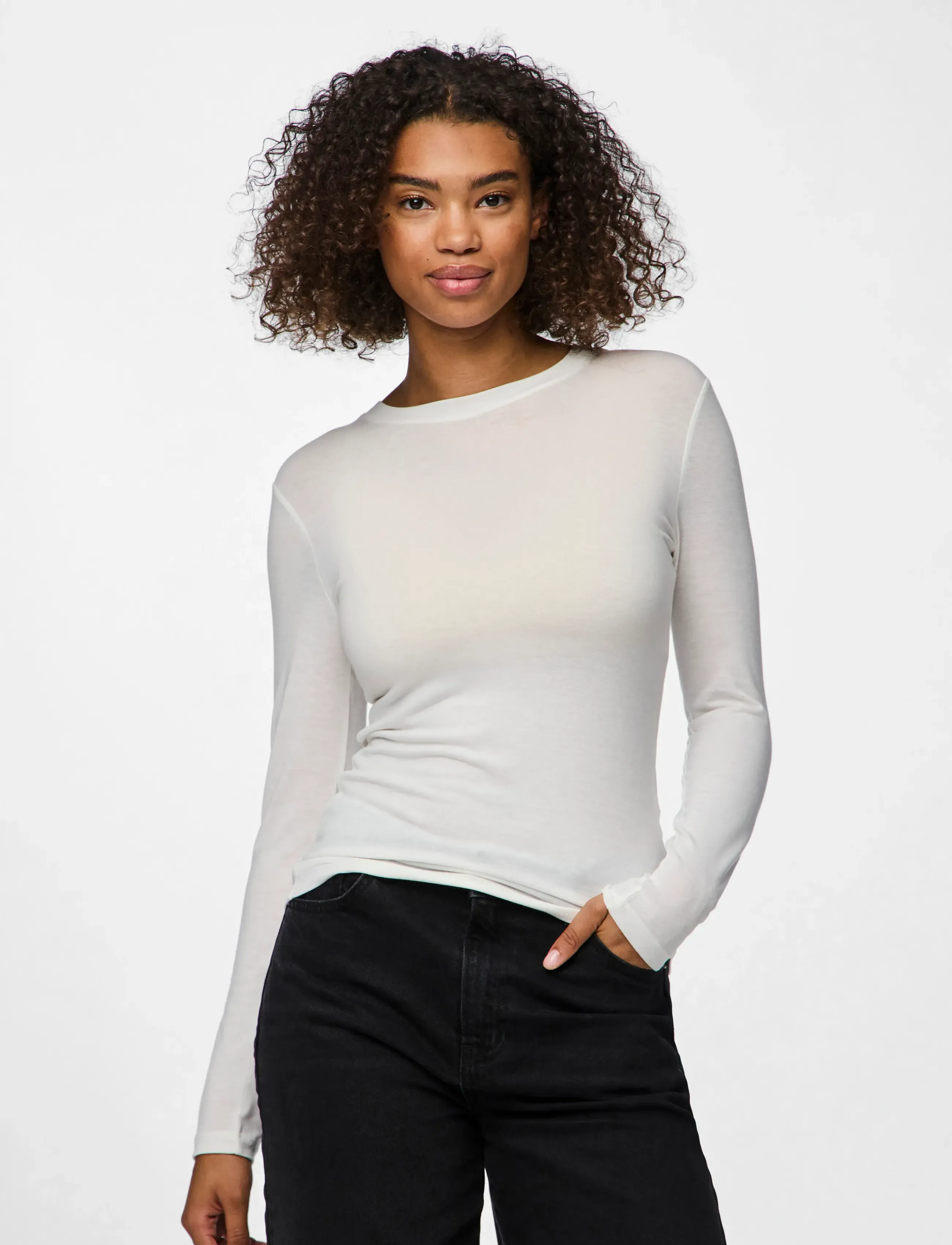 Pieces Pcmaria Ls Top Jrs Noos Bc, Kvinder, Langærmet Top, Cream, Str: L