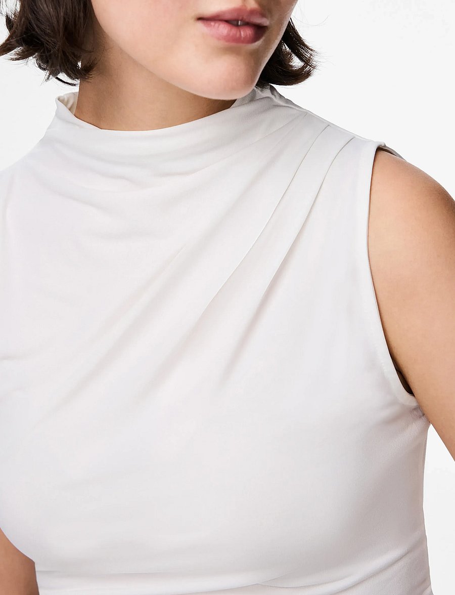Pieces - PCMADISON SL DRAPED TOP JRS NOOS BC - Ärmellose blusen - cloud dancer - 5