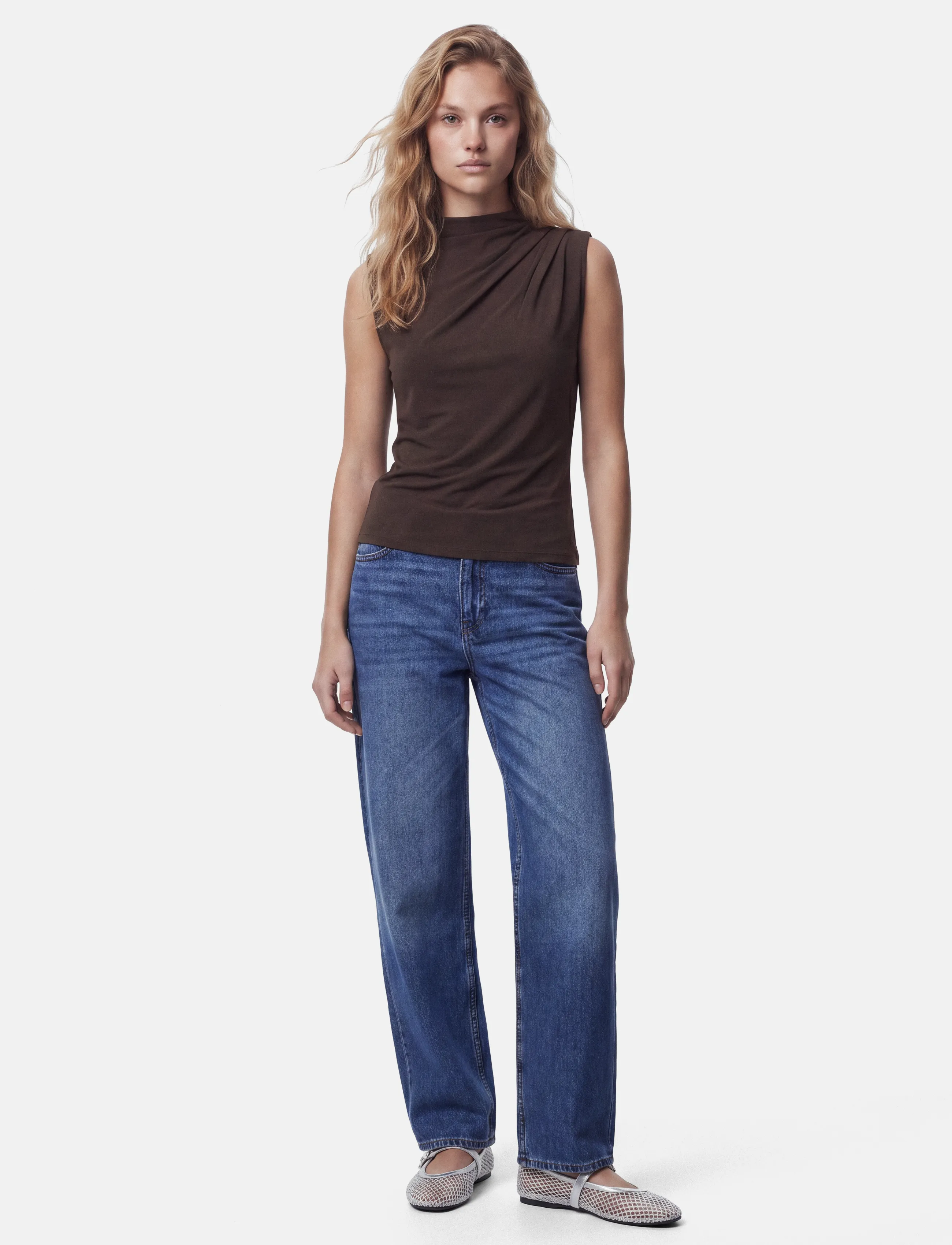 Pieces - PCMADISON SL DRAPED TOP JRS NOOS BC - madalaimad hinnad - hot fudge - 4