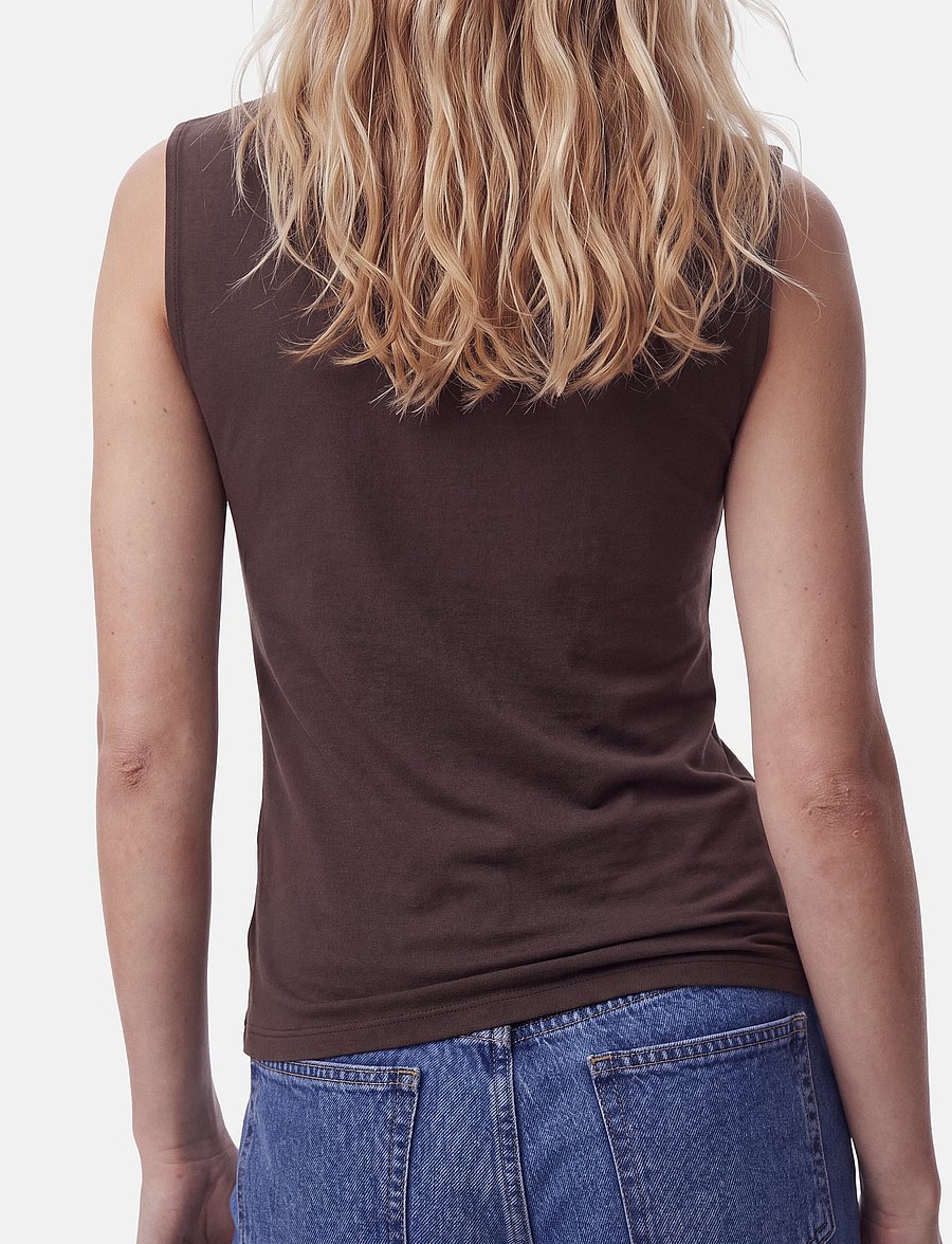 Pieces - PCMADISON SL DRAPED TOP JRS NOOS BC - Ärmellose tops - hot fudge - 5