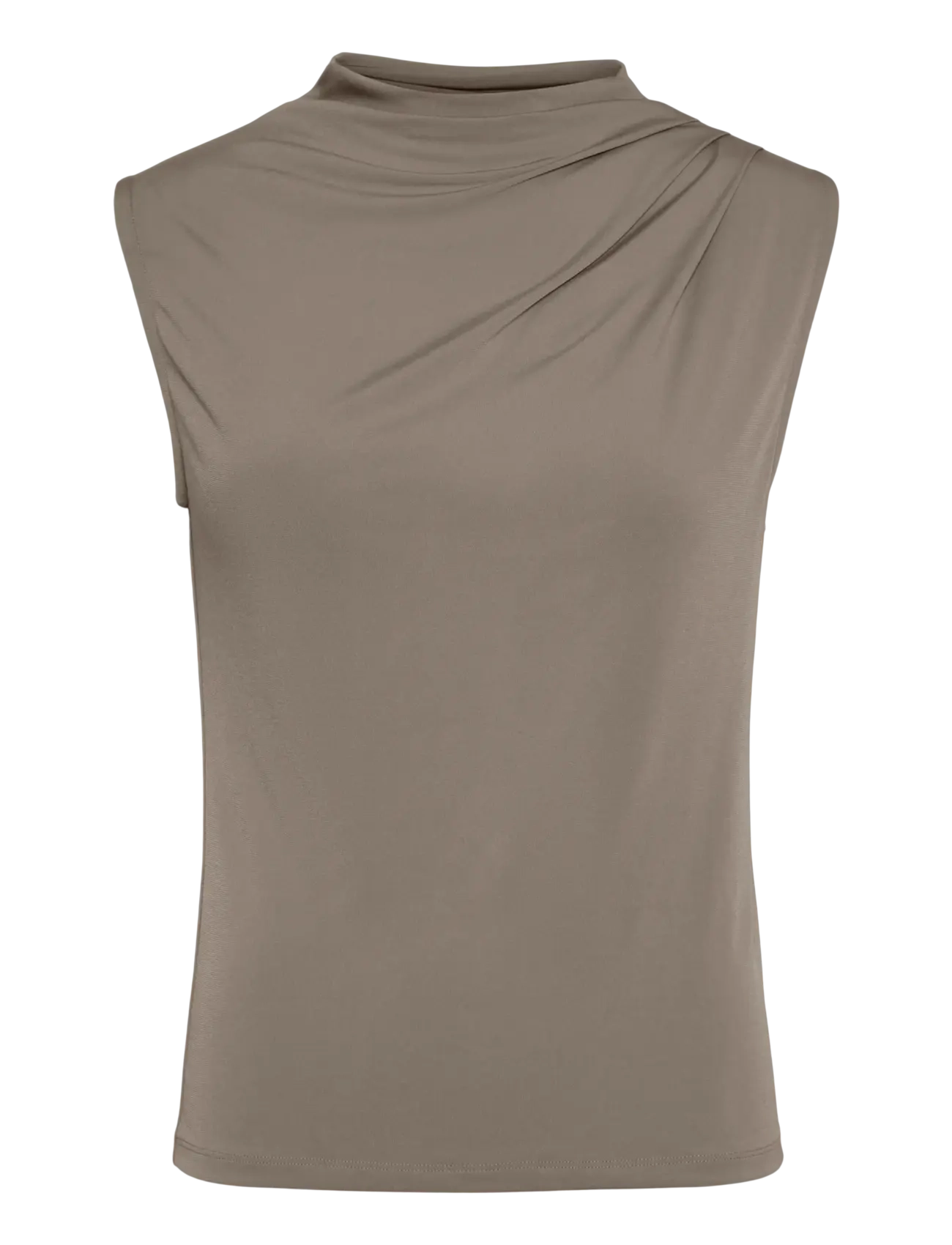 PCMADISON SL DRAPED TOP JRS NOOS BC - TAUPE GRAY