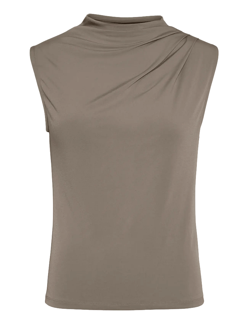 Pieces - PCMADISON SL DRAPED TOP JRS NOOS BC - Ärmellose blusen - taupe gray - 1