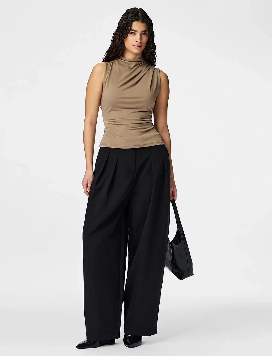 Pieces - PCMADISON SL DRAPED TOP JRS NOOS BC - Ärmellose blusen - taupe gray - 4