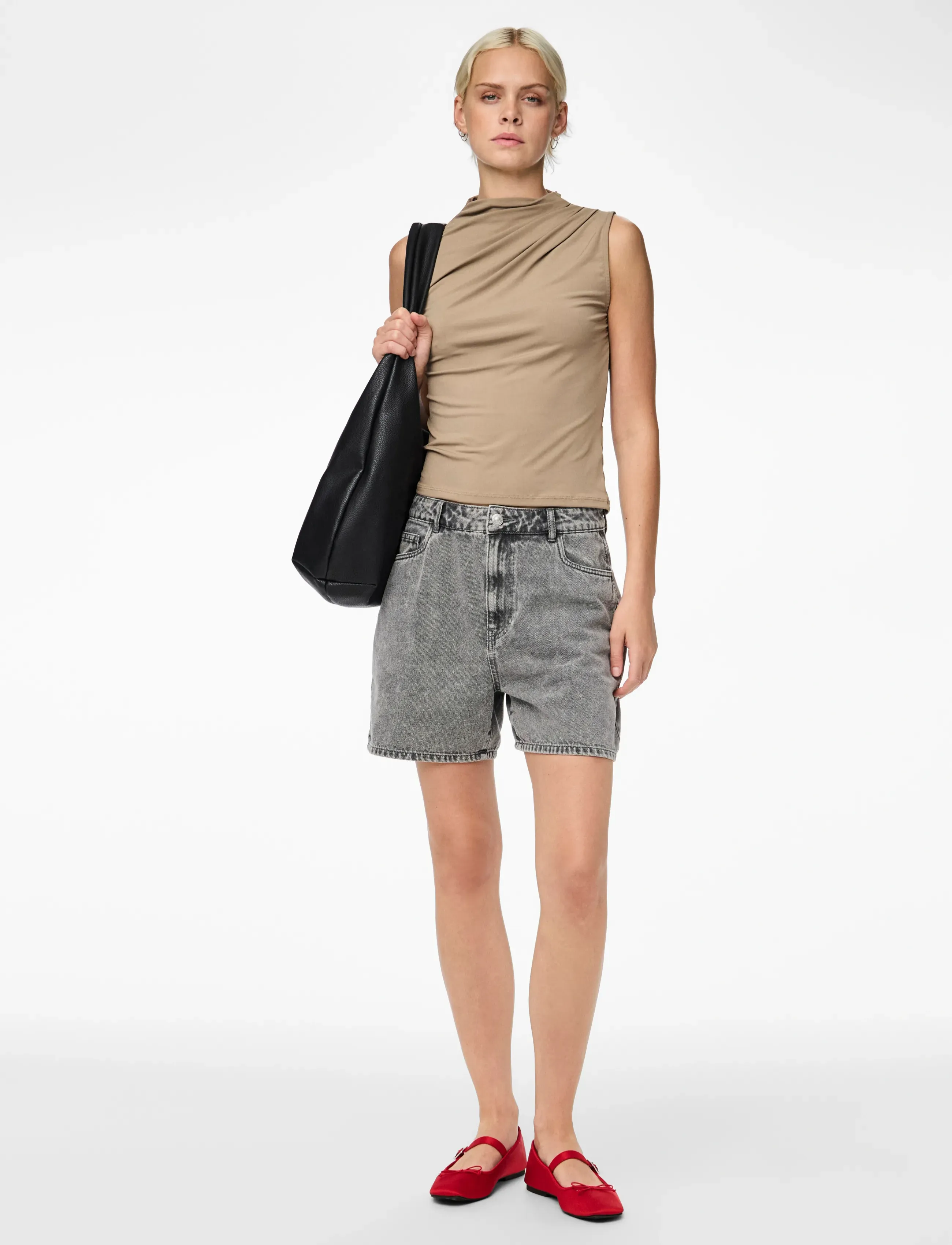Pieces - PCMADISON SL DRAPED TOP JRS NOOS BC - Ærmeløse bluser - taupe gray - 5