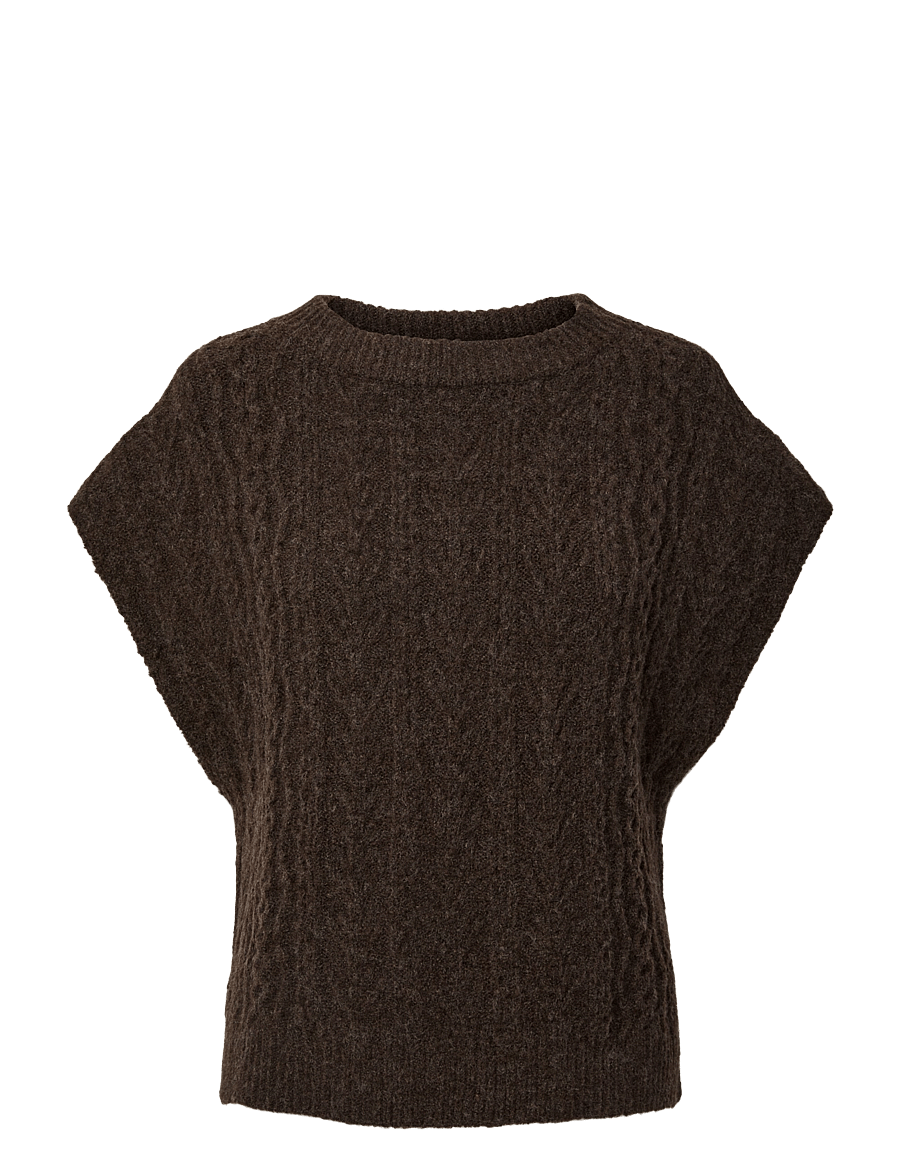 Pieces - PCNOSIE PONCHO BC - strikveste - hot fudge - 0