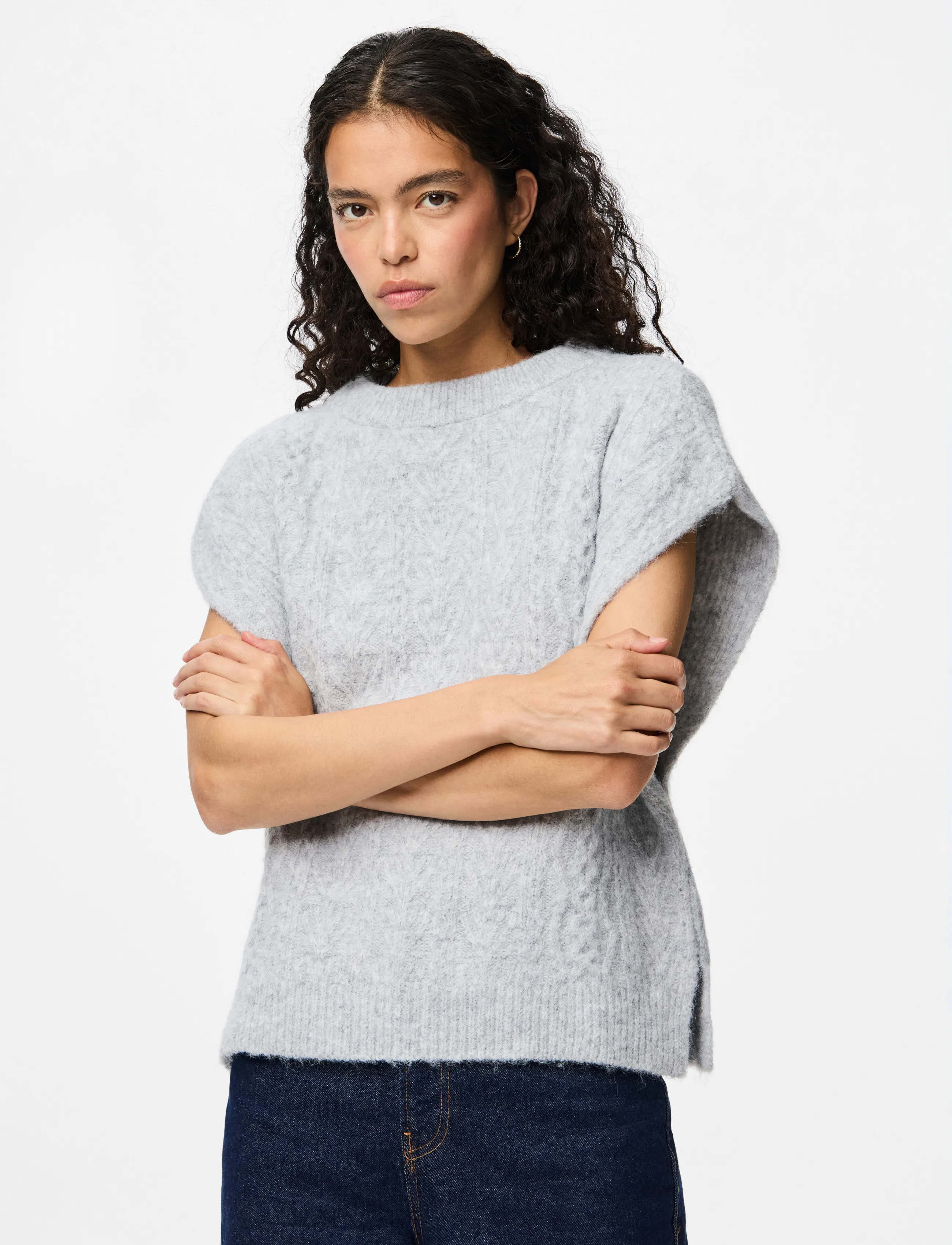 Pieces - PCNOSIE PONCHO BC - kootud vestid - light grey melange - 0