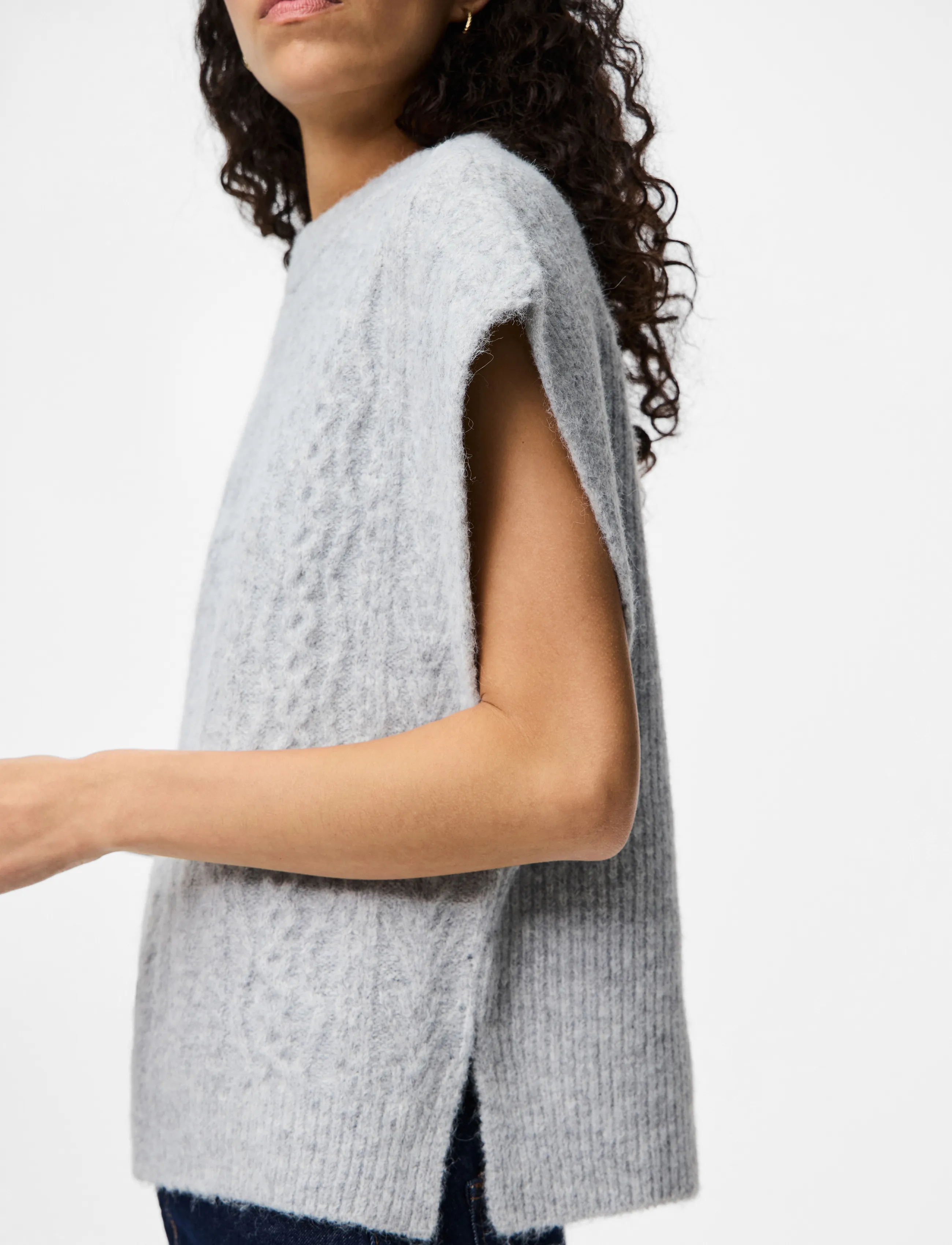 Pieces - PCNOSIE PONCHO BC - kootud vestid - light grey melange - 5