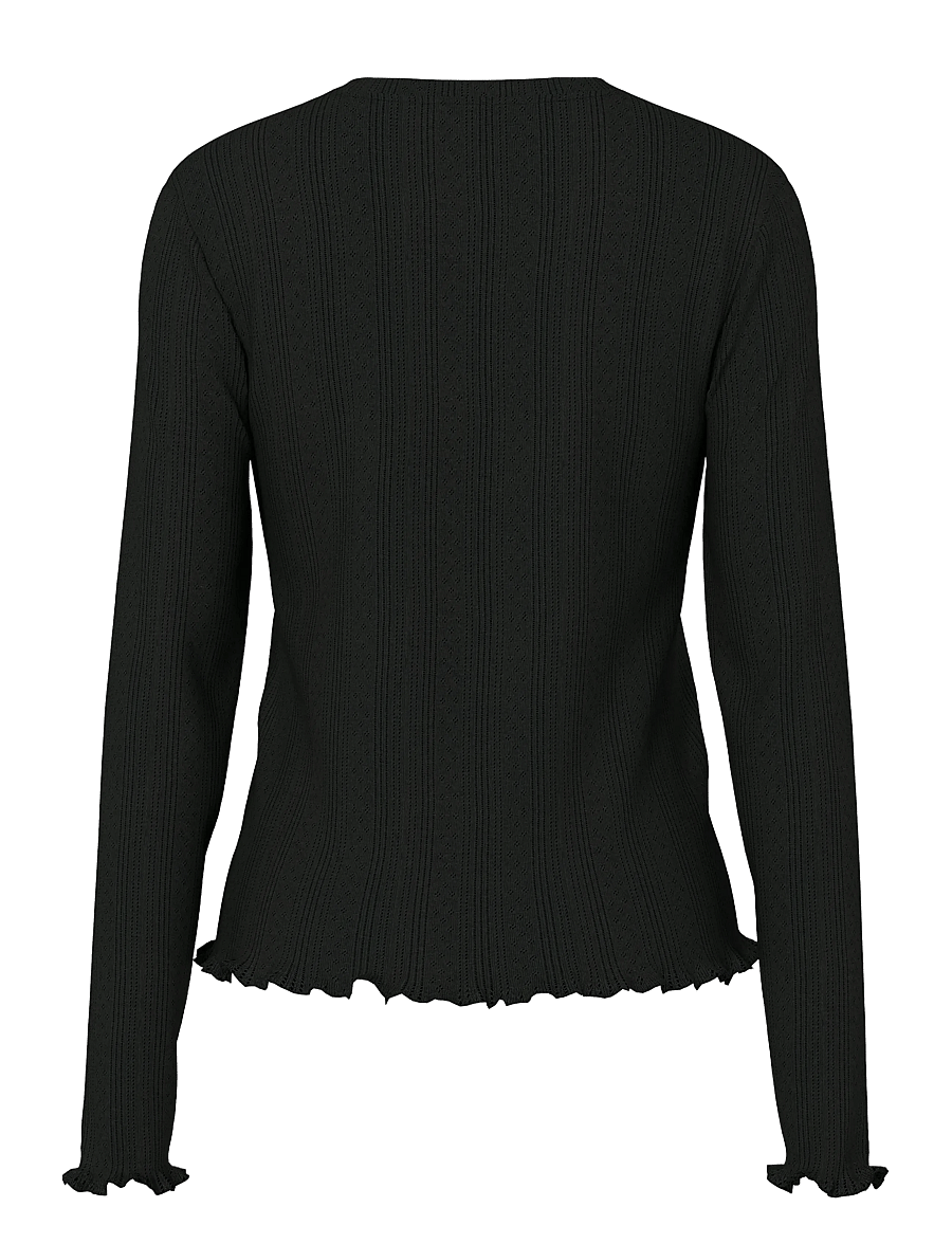 Pieces - PCMARIE LS O-NECK POIN TOP JRS NOOS BC - topi ar garām piedurknēm - black - 2