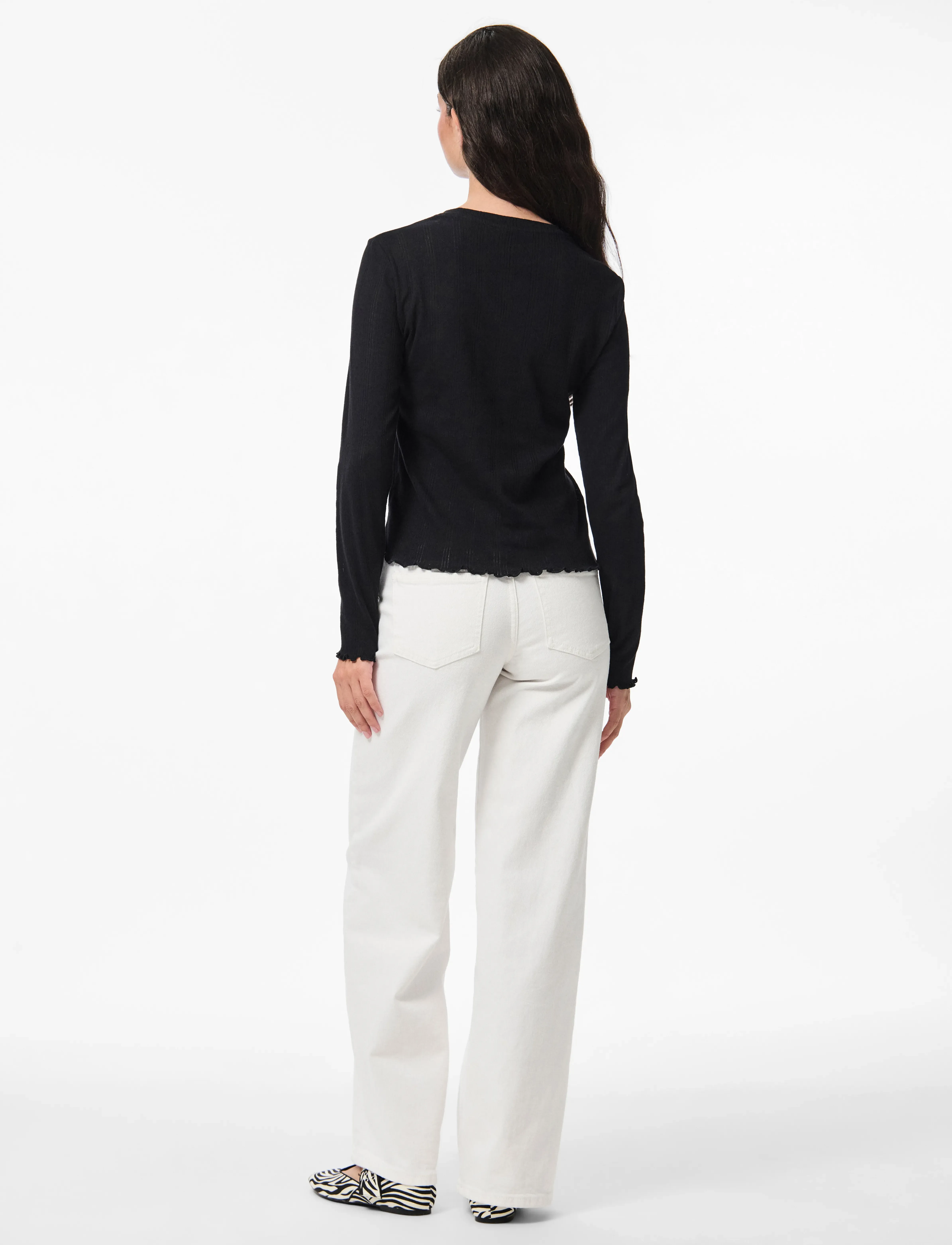 Pieces - PCMARIE LS O-NECK POIN TOP JRS NOOS BC - topi ar garām piedurknēm - black - 3