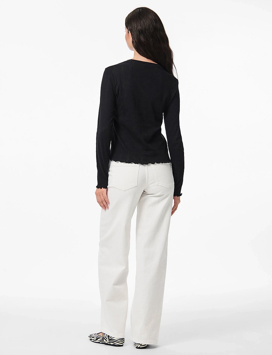 Pieces - PCMARIE LS O-NECK POIN TOP JRS NOOS BC - topi ar garām piedurknēm - black - 3
