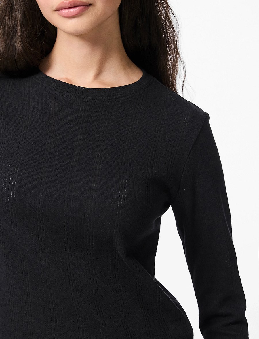 Pieces - PCMARIE LS O-NECK POIN TOP JRS NOOS BC - topi ar garām piedurknēm - black - 4