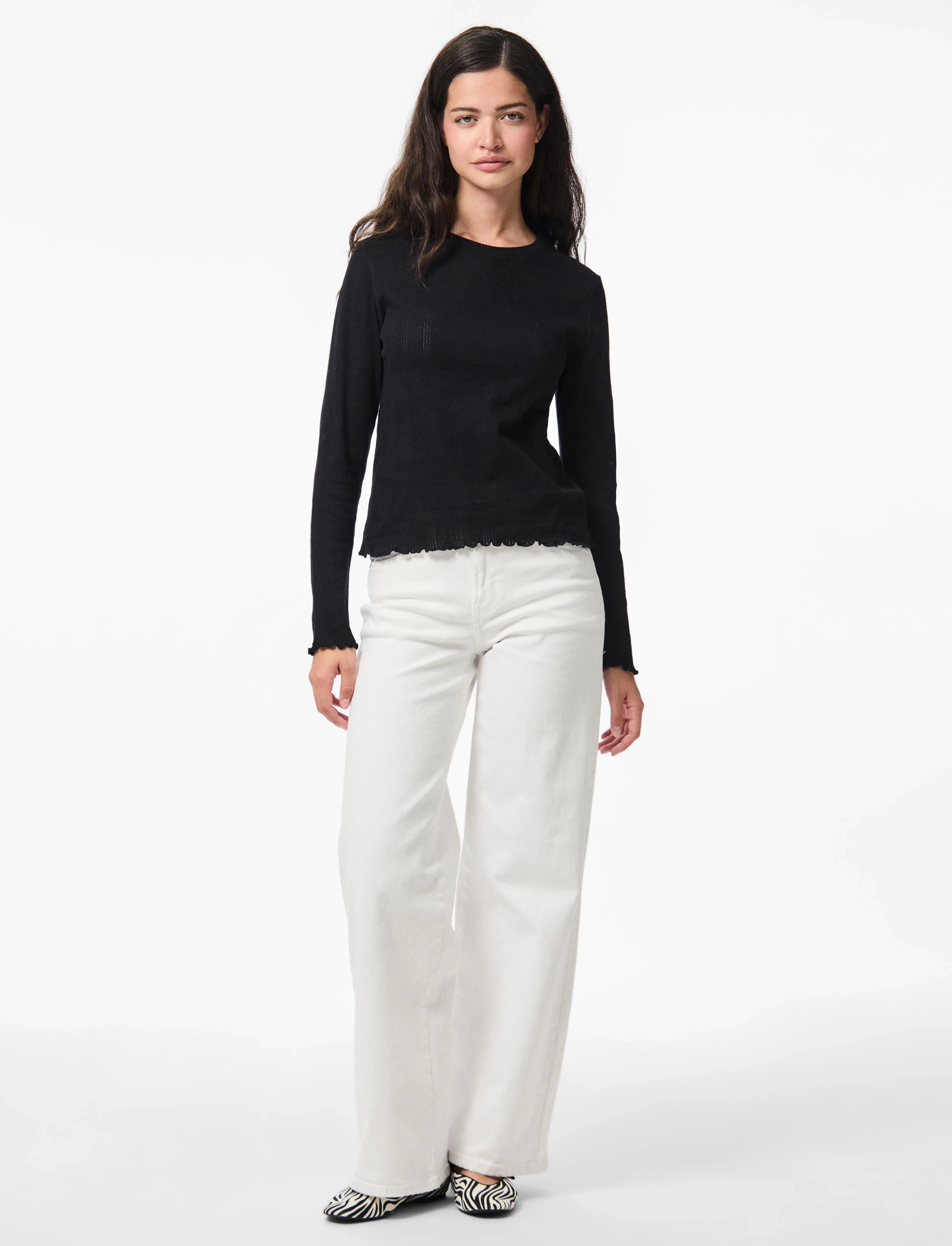 PIECES Pcmarie Ls O-Neck Poin Top Jrs Noos Bc blusar dam – bild 5