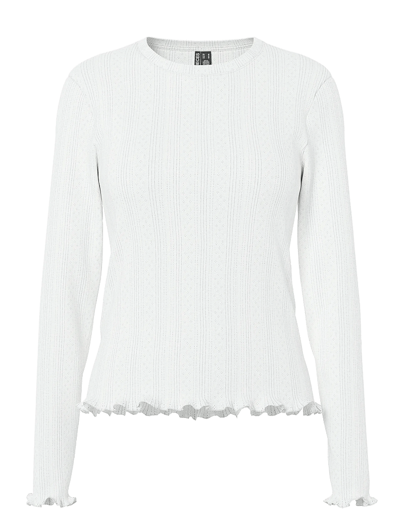 Pieces - PCMARIE LS O-NECK POIN TOP JRS NOOS BC - topi ar garām piedurknēm - cloud dancer - 1
