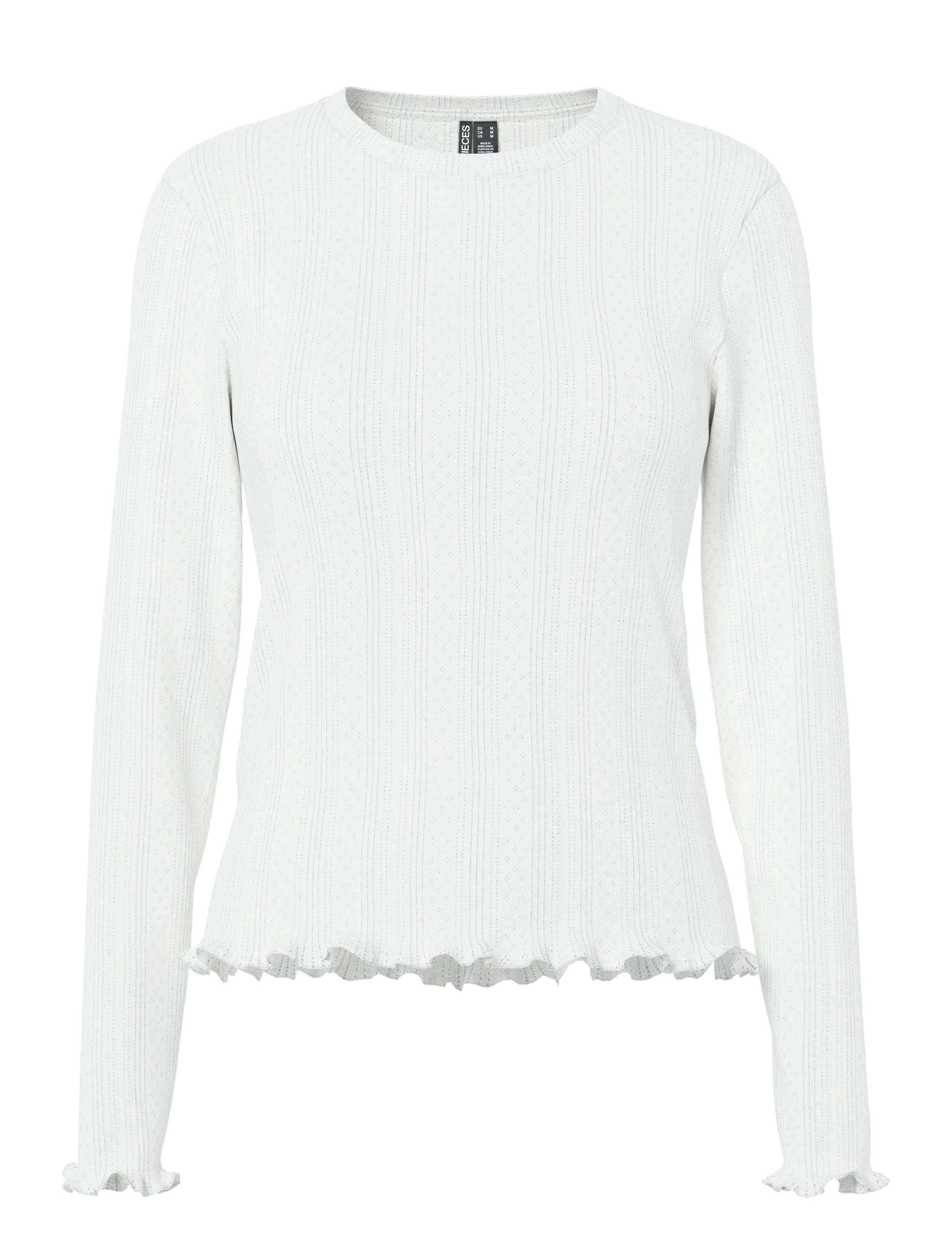 Pieces PCMARIE LS O-NECK POIN TOP JRS NOOS BC - Tøj - CLOUD DANCER / white