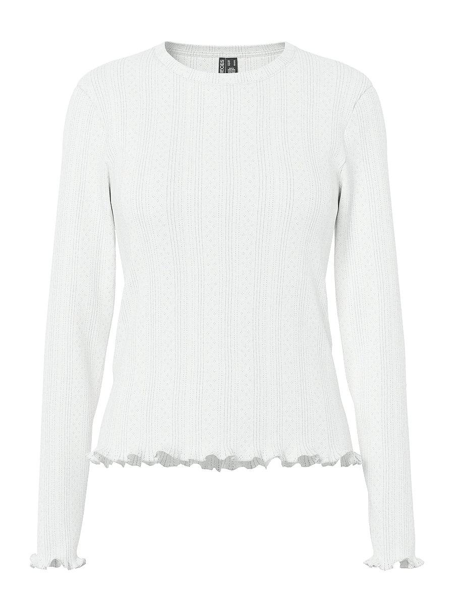 Pieces - PCMARIE LS O-NECK POIN TOP JRS NOOS BC - t-shirts met lange mouwen - cloud dancer - 1