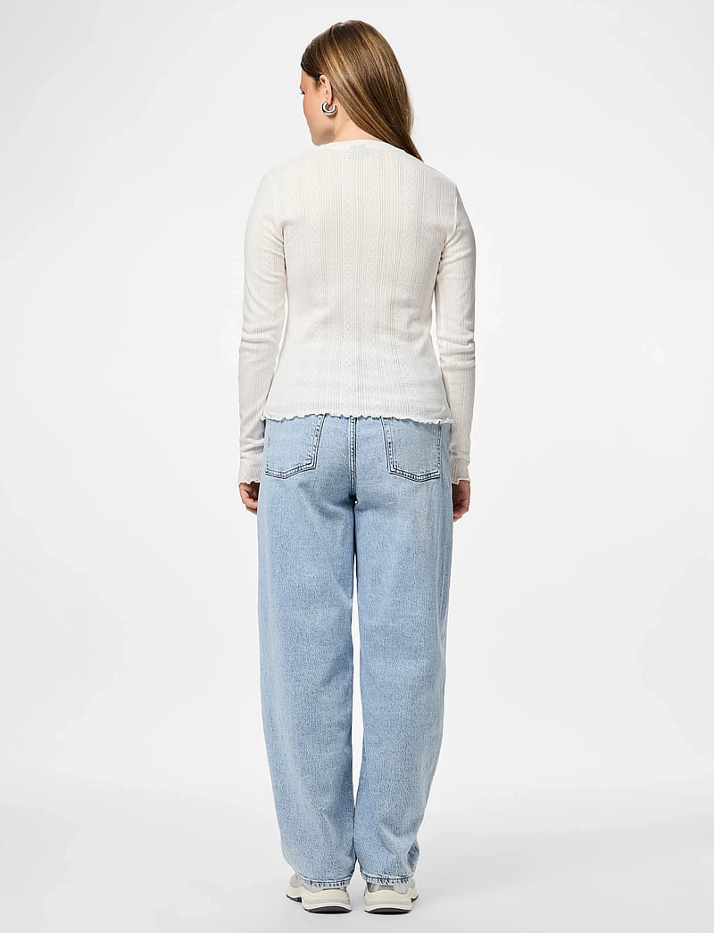 Pieces - PCMARIE LS O-NECK POIN TOP JRS NOOS BC - topi ar garām piedurknēm - cloud dancer - 3