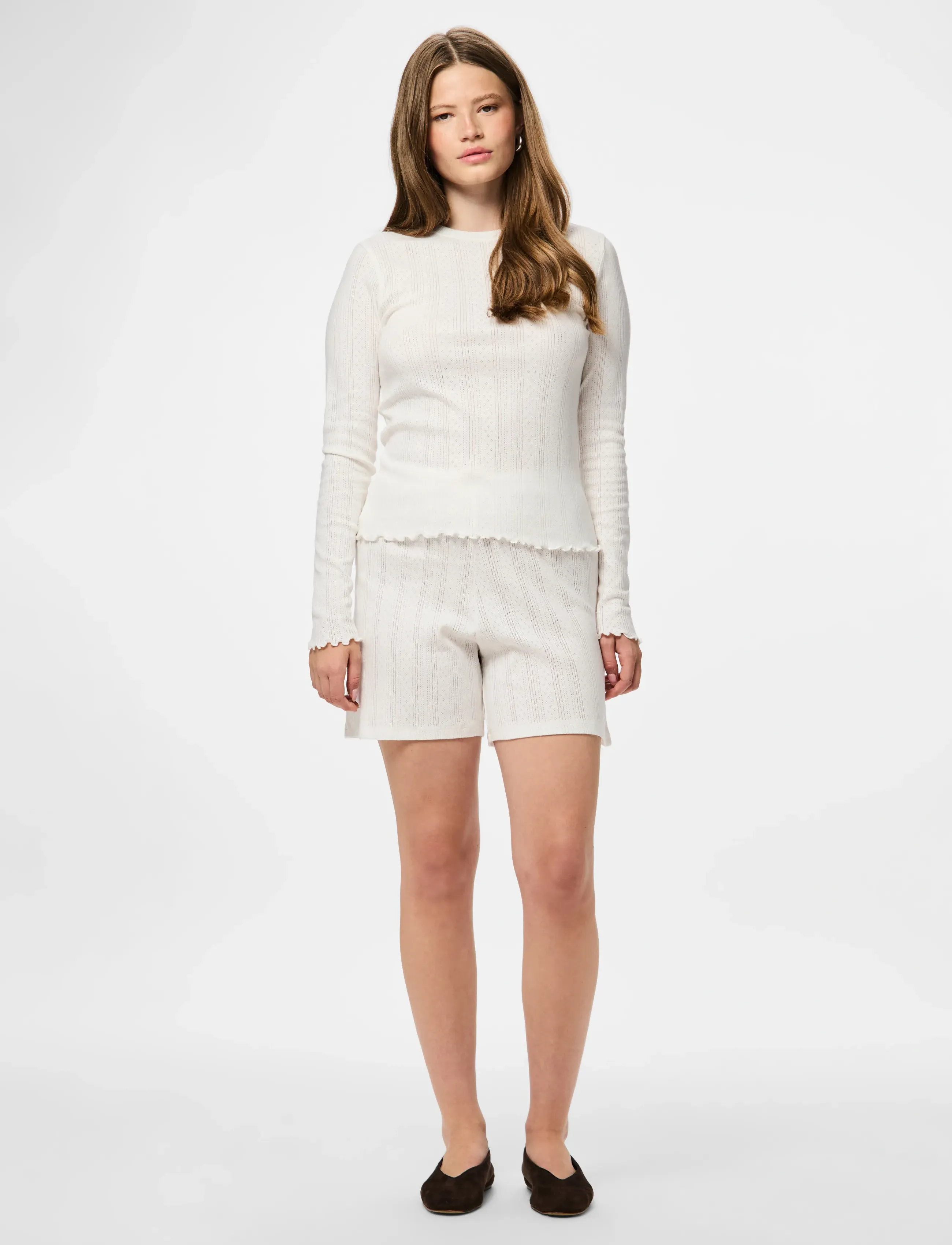 Pieces - PCMARIE LS O-NECK POIN TOP JRS NOOS BC - langärmlige tops - cloud dancer - 4