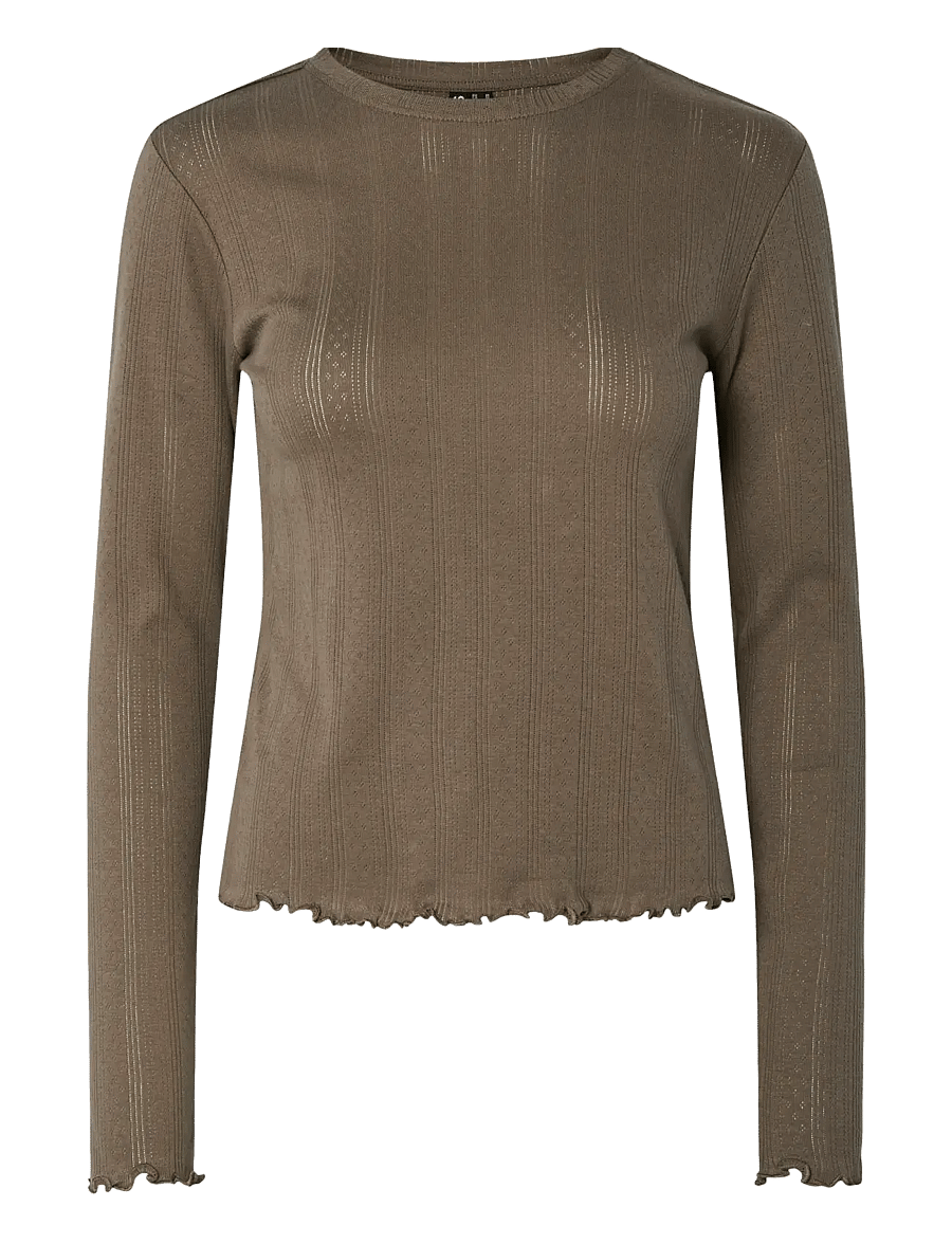 Pieces - PCMARIE LS O-NECK POIN TOP JRS NOOS BC - hauts à manches longues - morel - 1