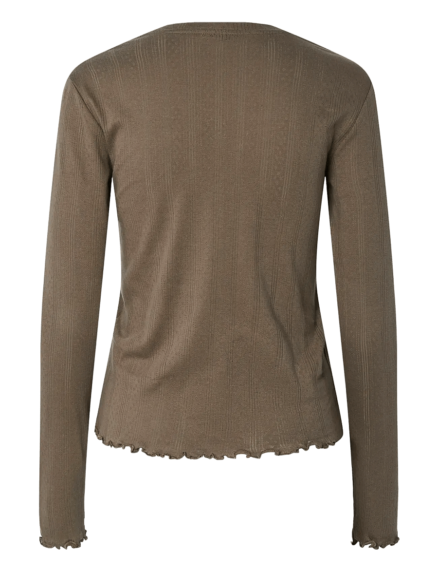 Pieces - PCMARIE LS O-NECK POIN TOP JRS NOOS BC - hauts à manches longues - morel - 2