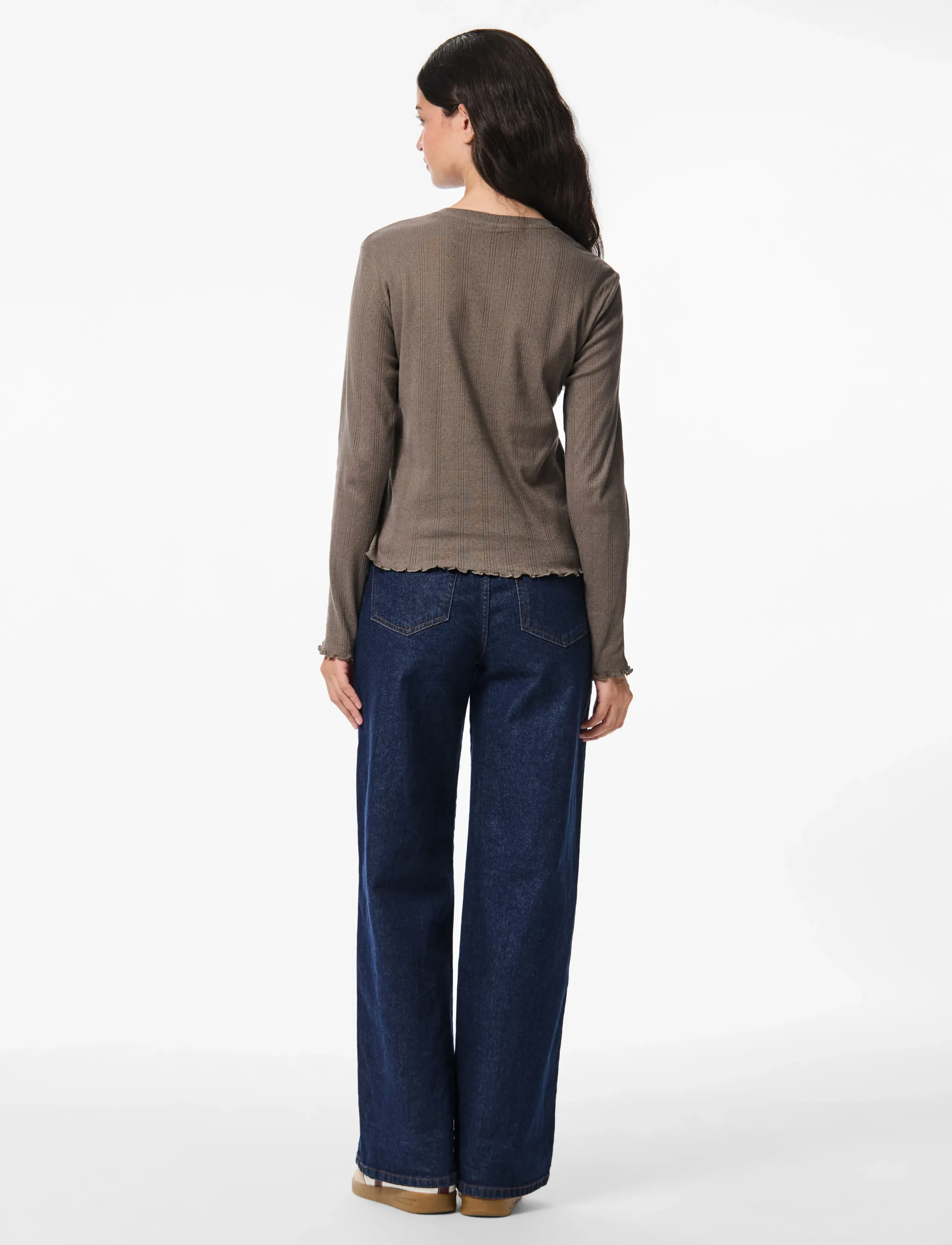 Pieces - PCMARIE LS O-NECK POIN TOP JRS NOOS BC - langærmede toppe - morel - 3