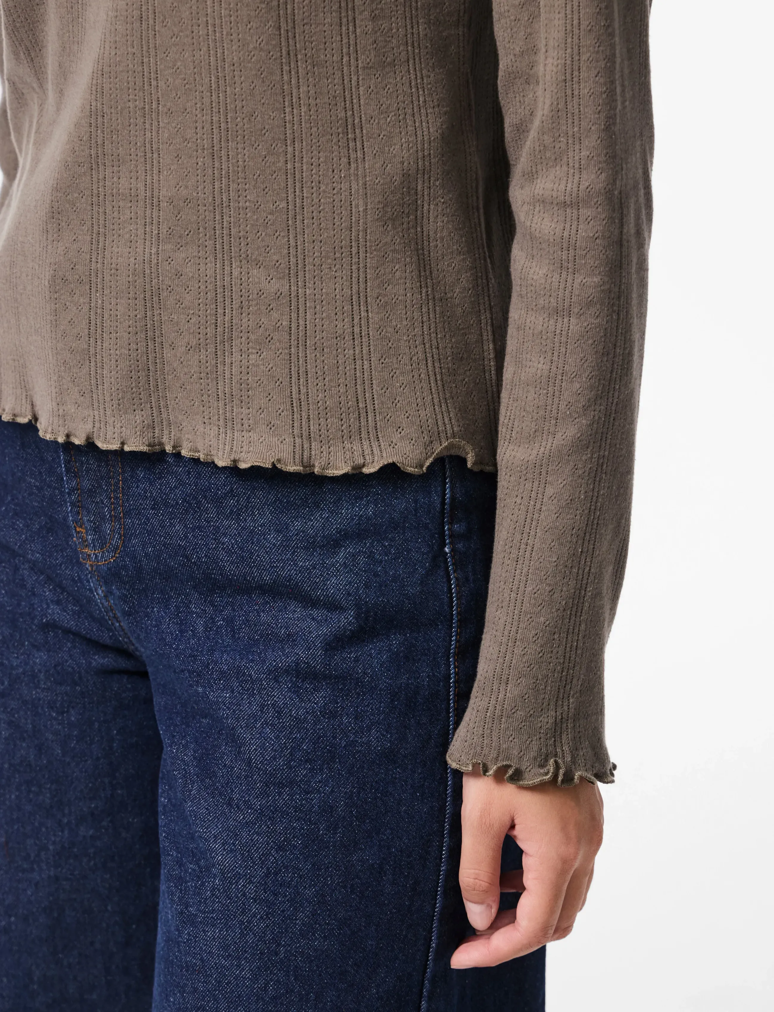 Pieces - PCMARIE LS O-NECK POIN TOP JRS NOOS BC - langærmede toppe - morel - 5