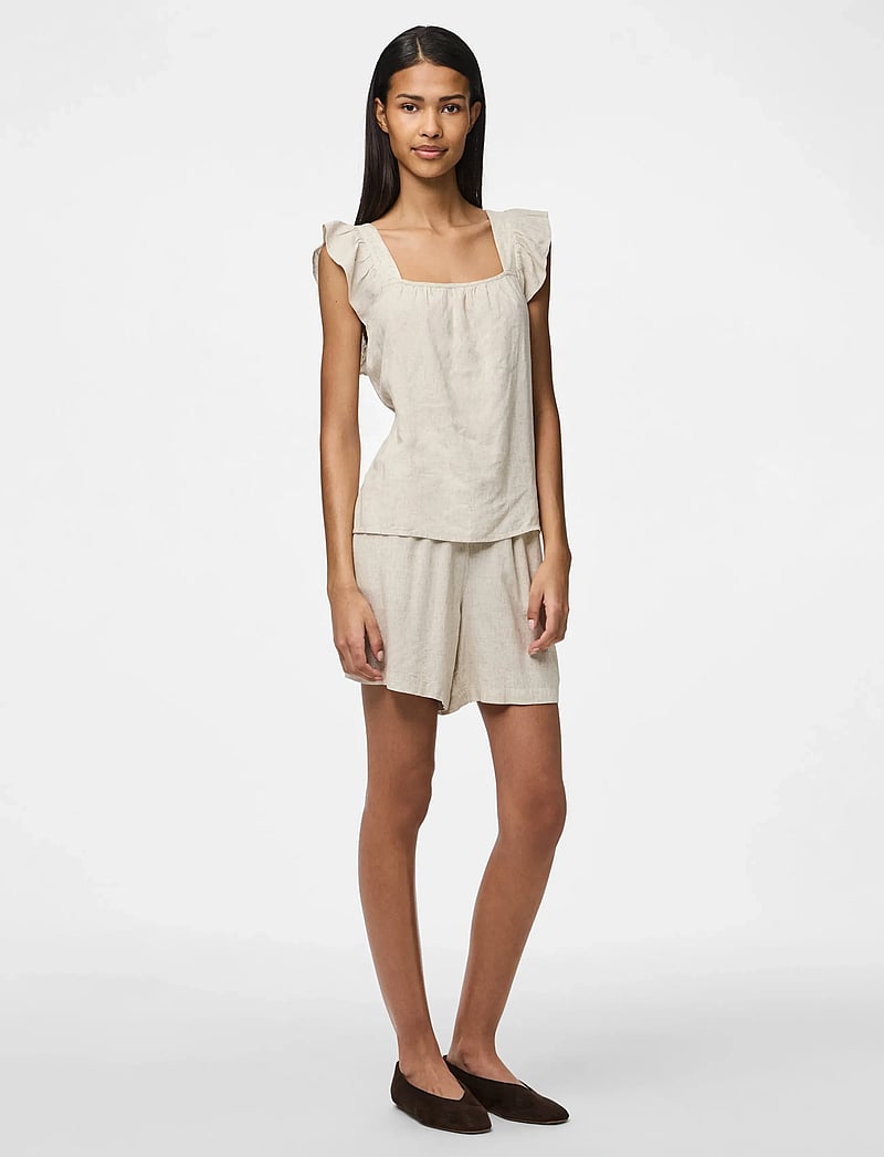 Pieces - PCPIA MW SHORTS WVN NOOS - leinen-shorts - birch - 4