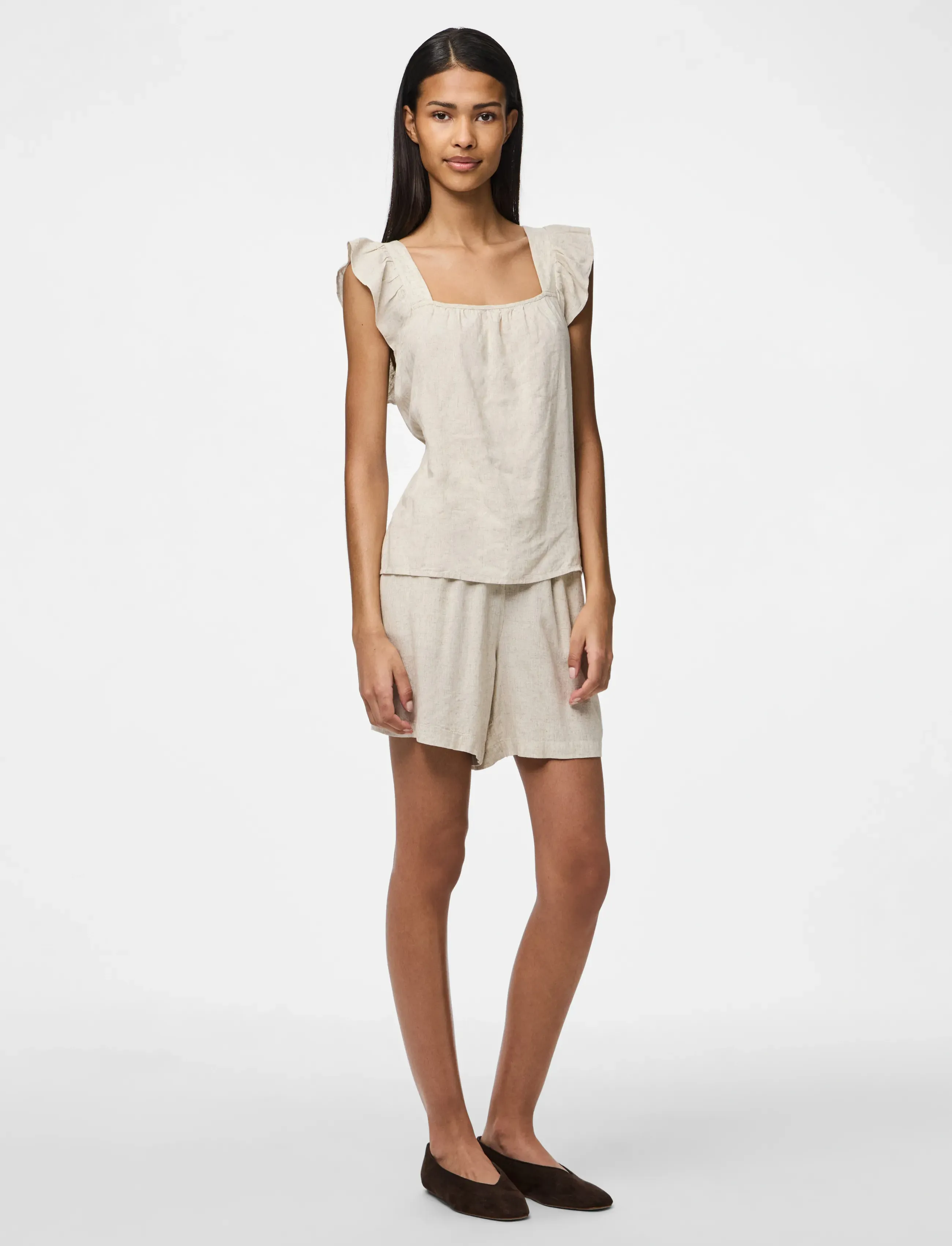Pieces - PCPIA MW SHORTS WVN NOOS - leinen-shorts - birch - 4