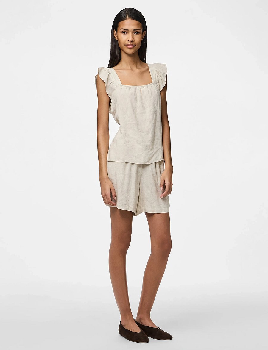 Pieces - PCPIA MW SHORTS WVN NOOS - leinen-shorts - birch - 4