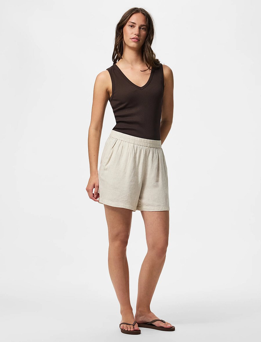 Pieces - PCPIA MW SHORTS WVN NOOS - leinen-shorts - birch - 4