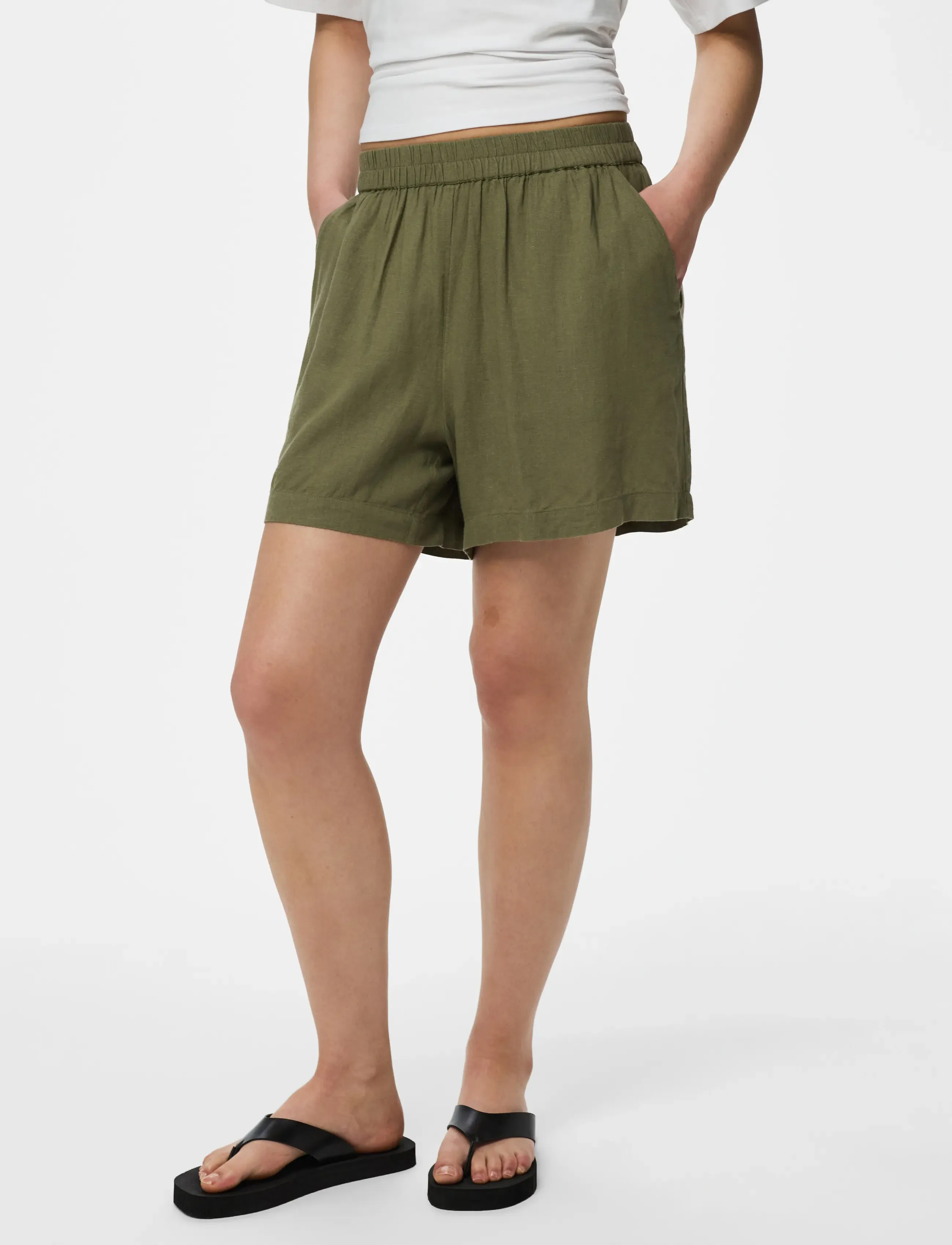 Pieces Pcpia Mw Shorts Wvn Noos, L, Green, Shorts > Afslappede Shorts, Dame