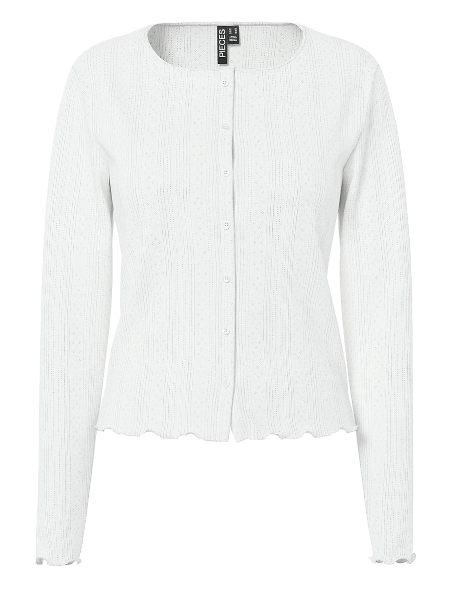 Pieces - PCMARIE LS POIN CARDIGAN JRS NOOS BC - strickjacken - cloud dancer - 1