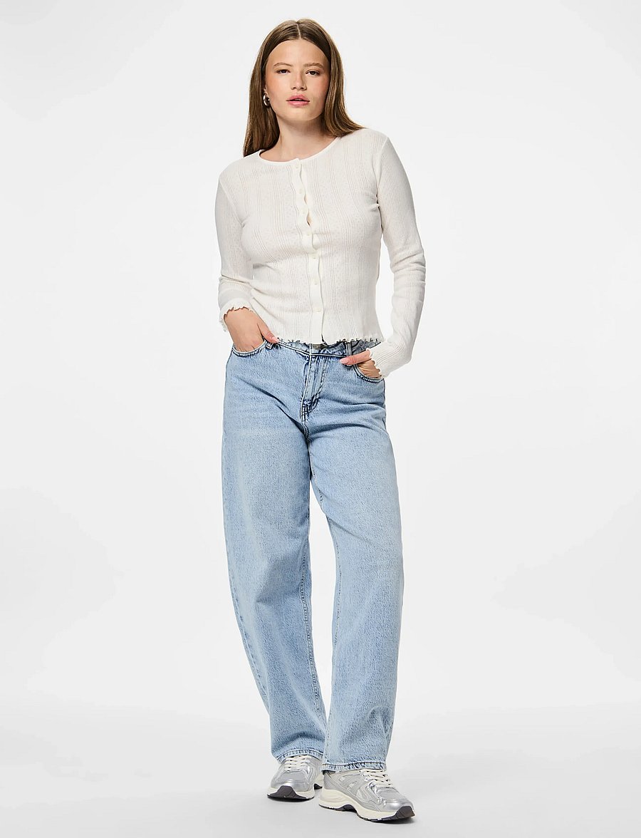 Pieces - PCMARIE LS POIN CARDIGAN JRS NOOS BC - strickjacken - cloud dancer - 5
