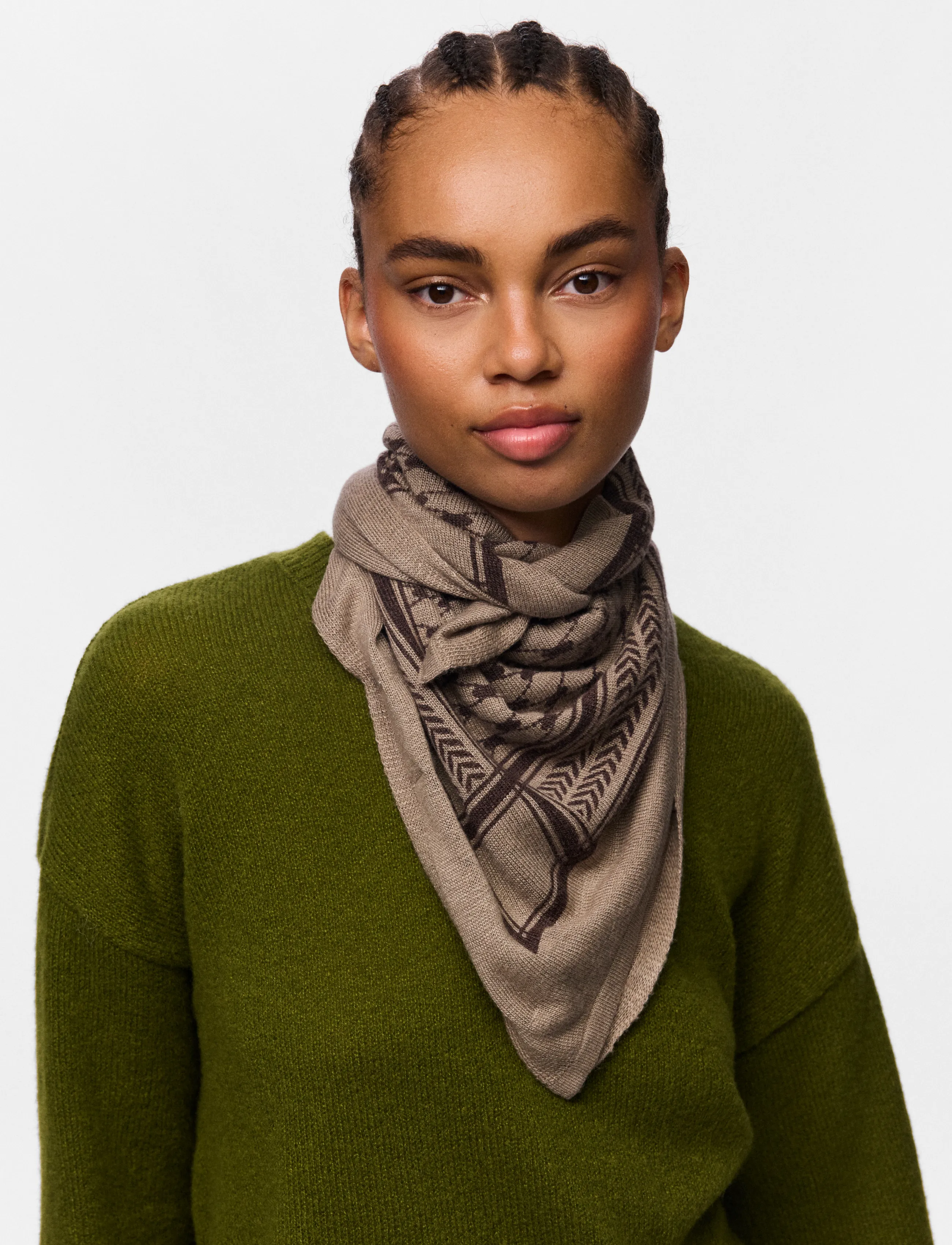Pieces PCNOVIS SMALL SQUARE SCARF NOOS - Accessoarer - GREIGE / beige
