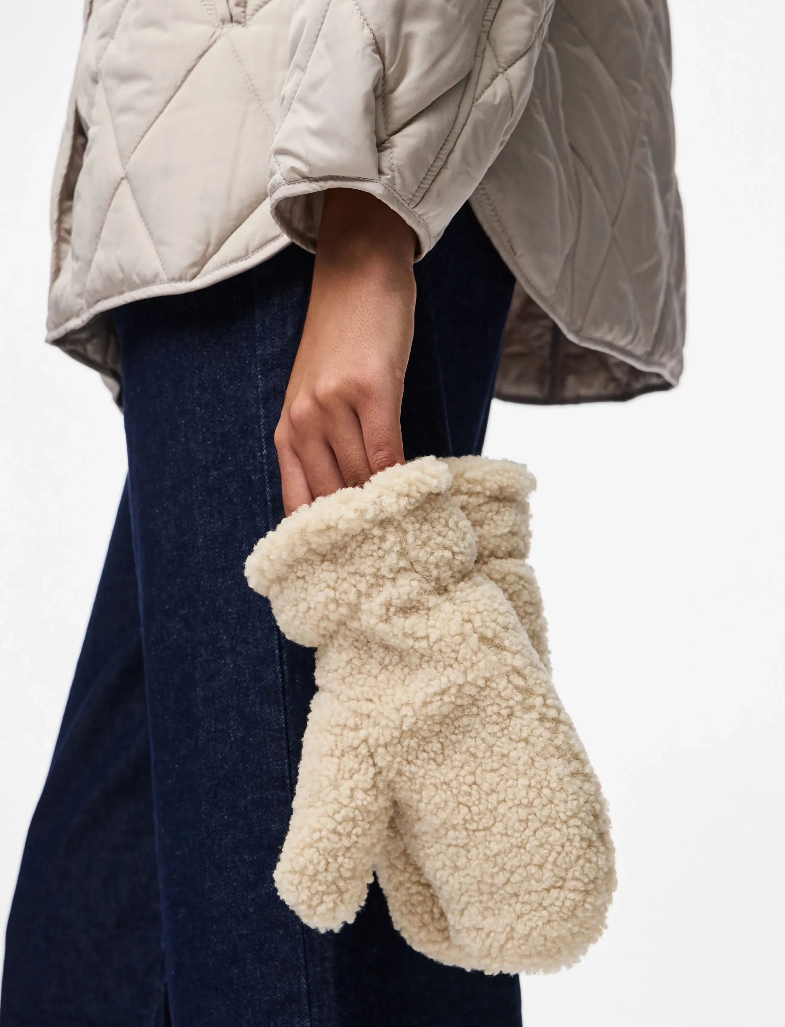 Pieces - PCNETTY TEDDY MITTENS BC - fäustlinge - white pepper - 2