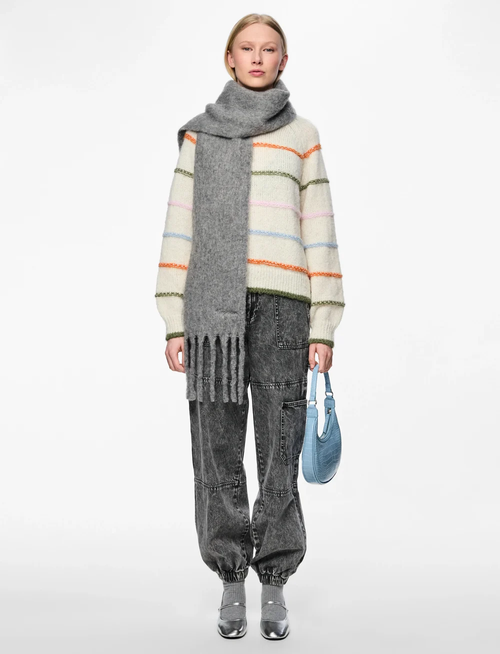 Pieces - PCNILEA LONG SCARF PB BC - szaliki zimowe - light grey melange - 0