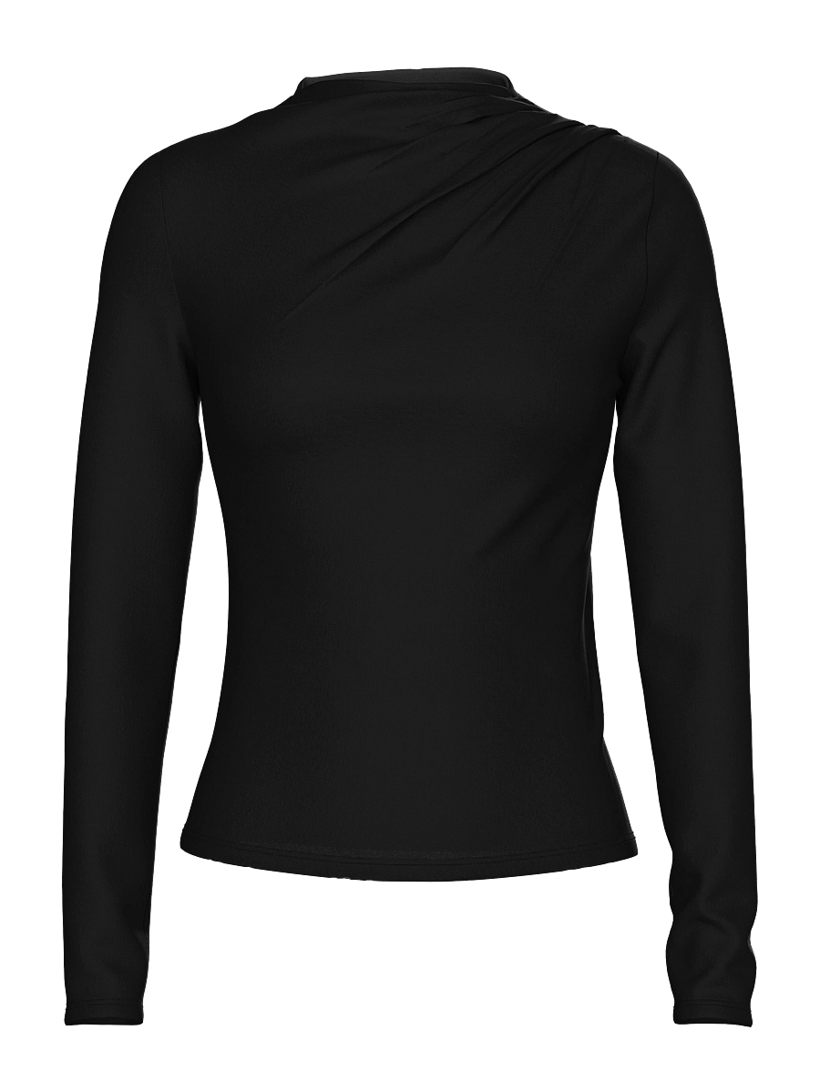 Pieces - PCMADISON LS DRAPED TOP JRS NOOS BC - black - 1