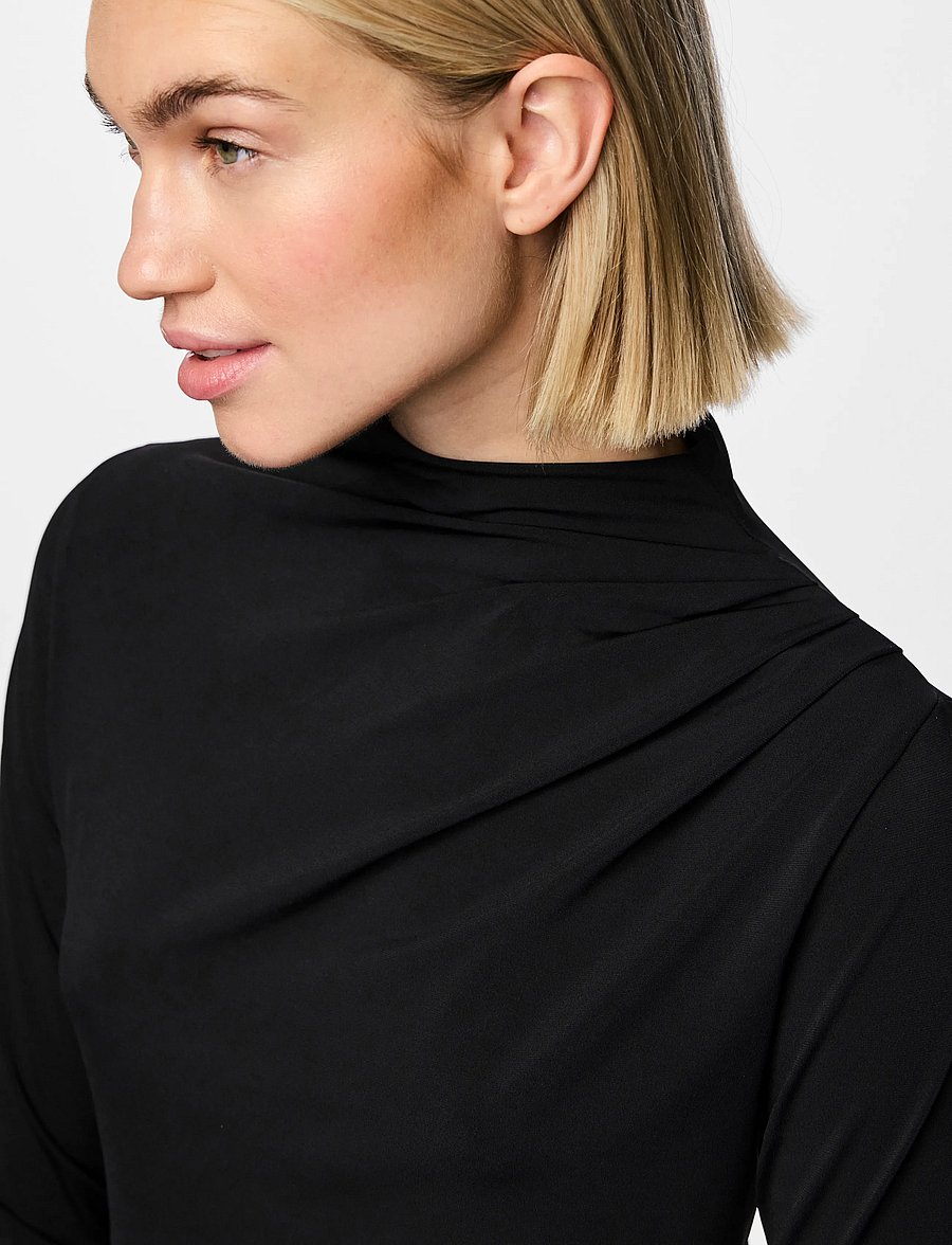 Pieces - PCMADISON LS DRAPED TOP JRS NOOS BC - black - 5