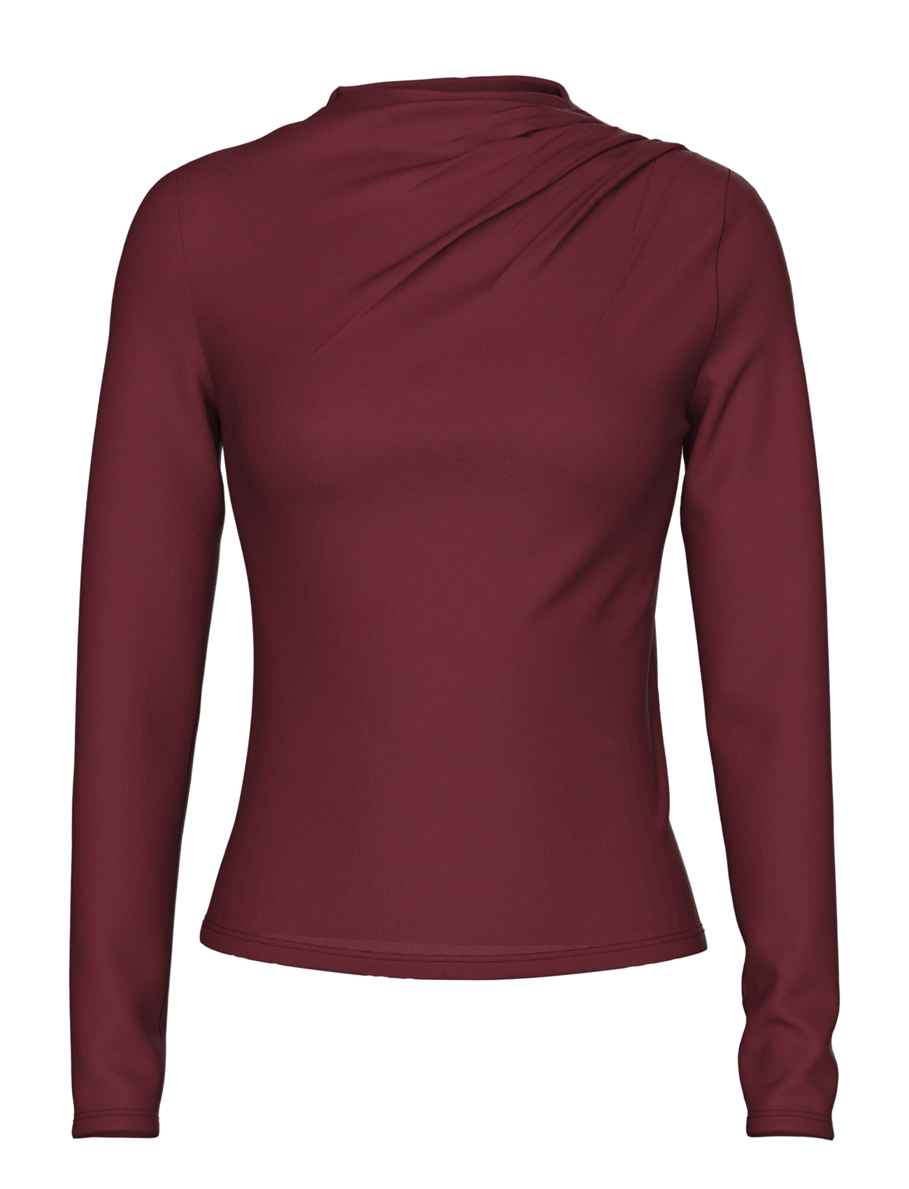 Pieces PCMADISON LS DRAPED TOP JRS NOOS BC - Kleidung - TAWNY PORT / burgundy