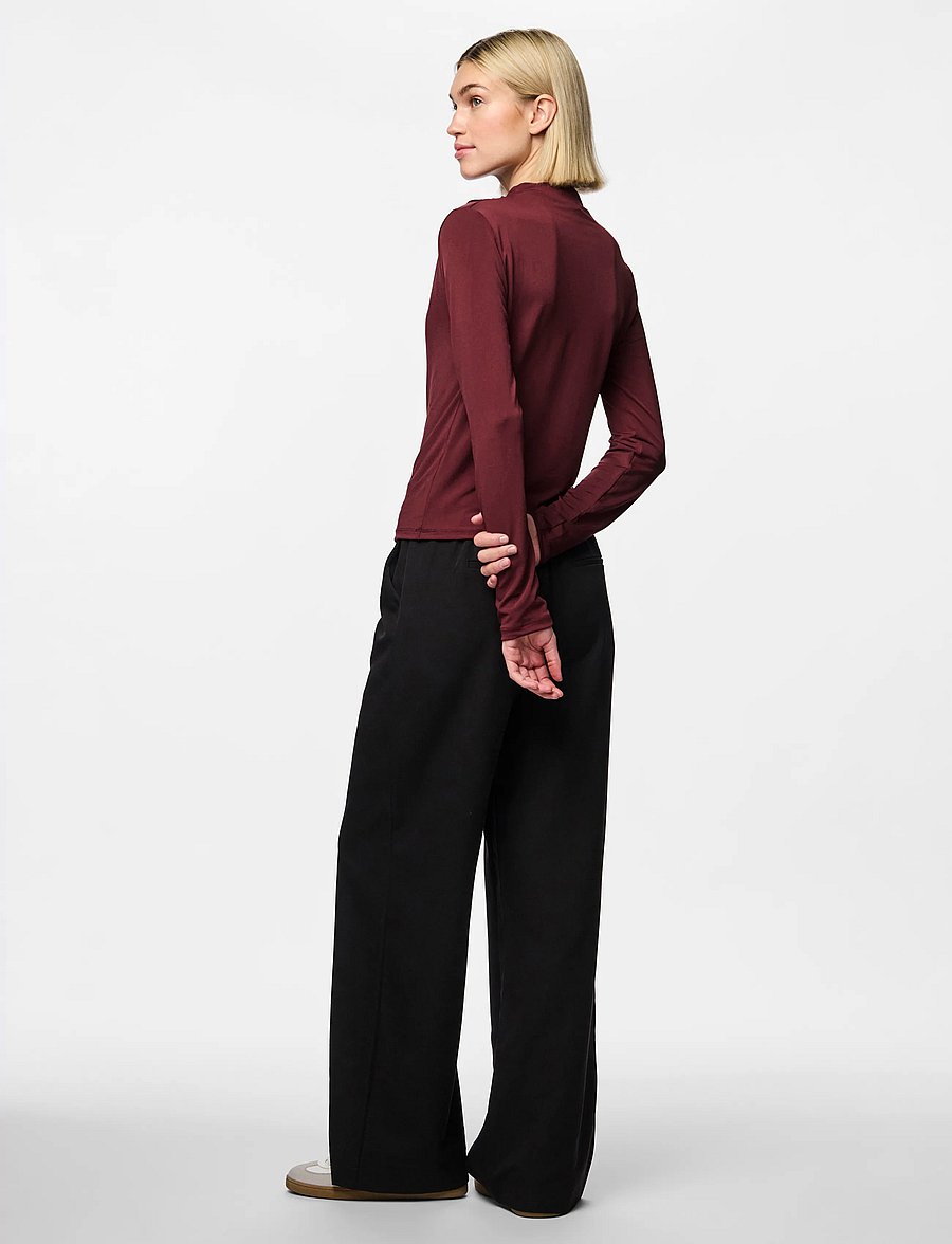 Pieces - PCMADISON LS DRAPED TOP JRS NOOS BC - tawny port - 2