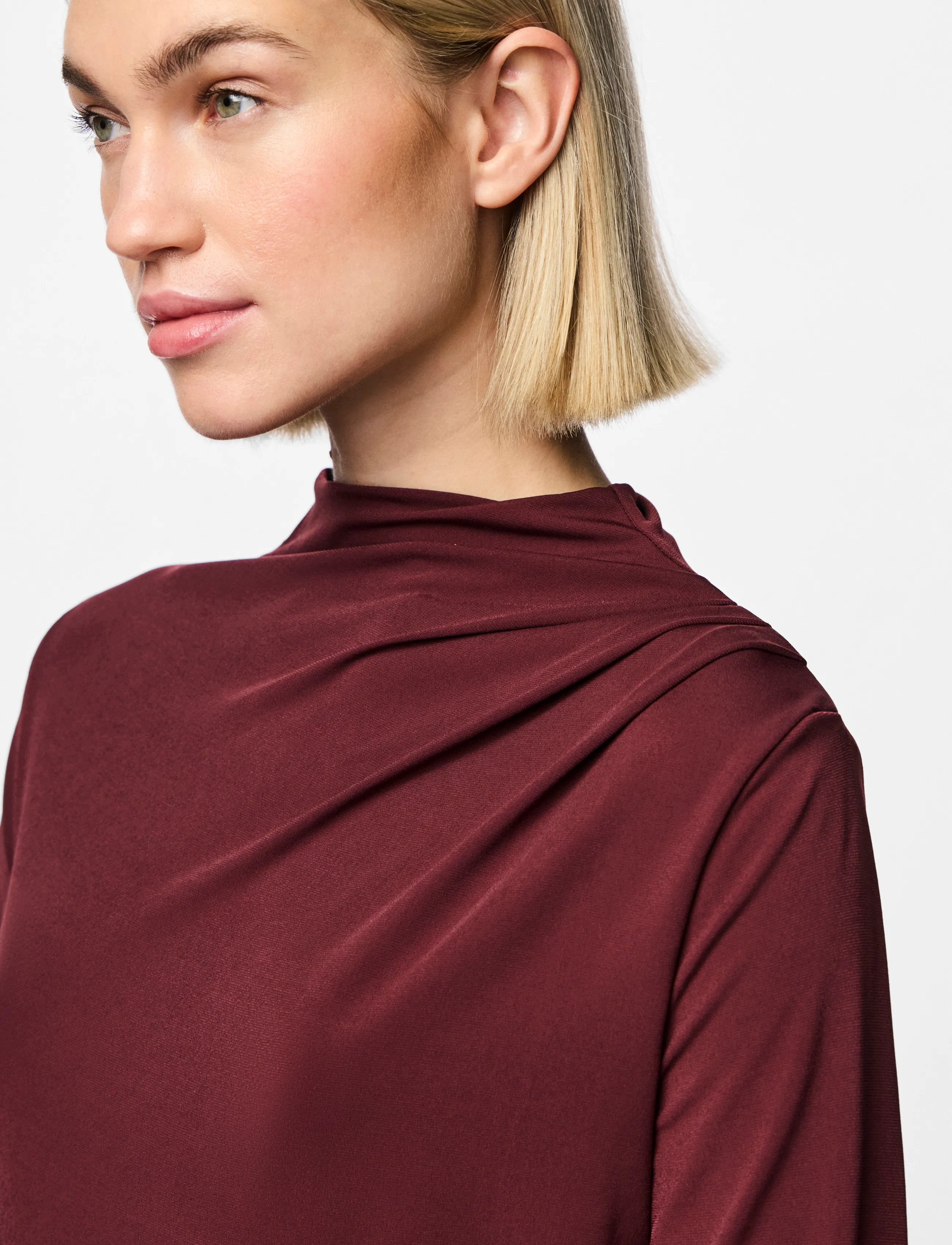 Pieces - PCMADISON LS DRAPED TOP JRS NOOS BC - tawny port - 4