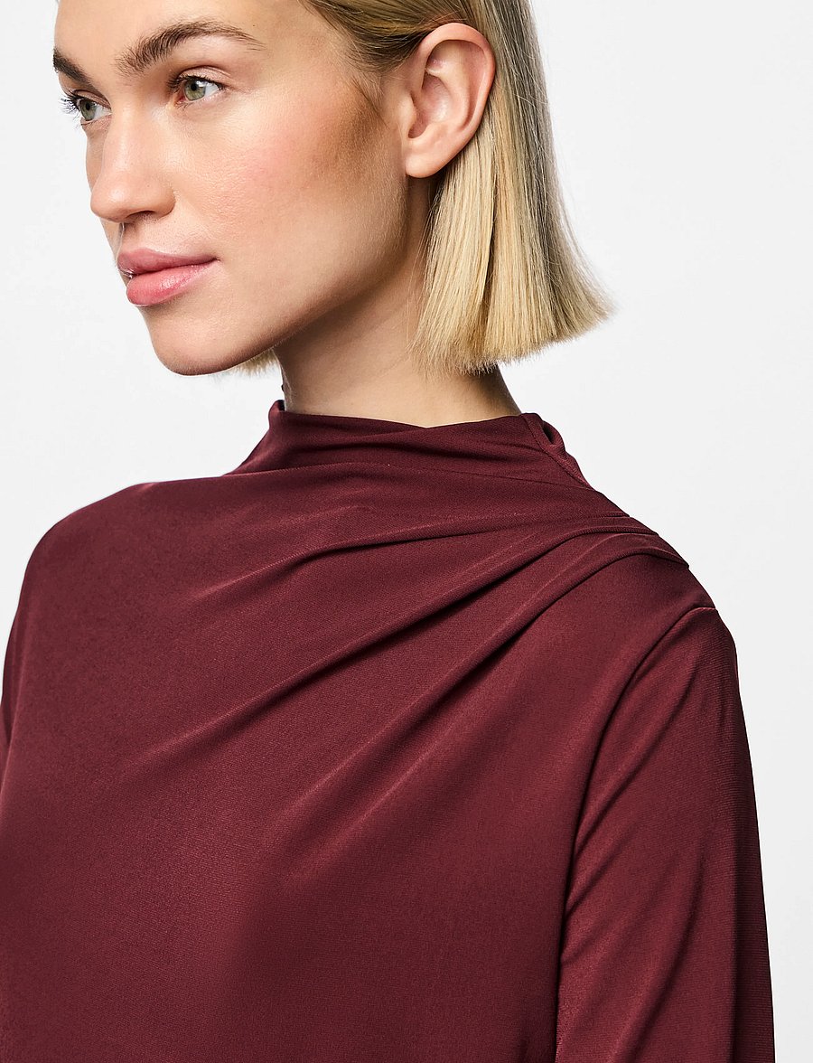 Pieces - PCMADISON LS DRAPED TOP JRS NOOS BC - tawny port - 4