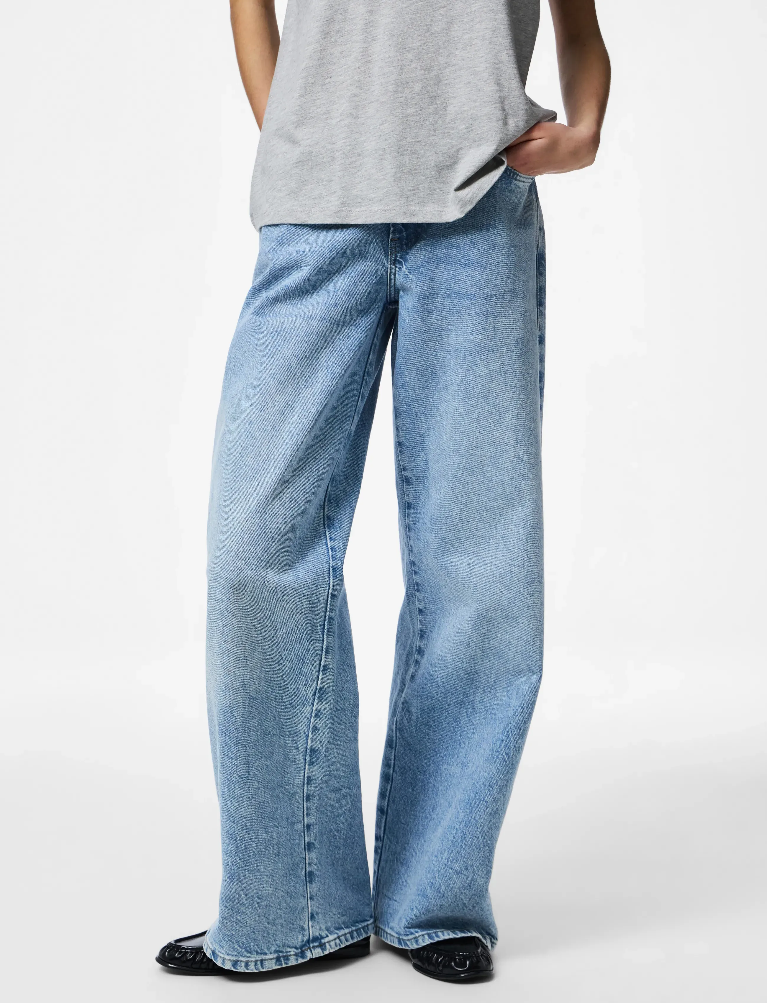 Pieces Pcselma Lw Wide Jeans Lb Noos Bc, Kvinder, Wide Leg Jeans, Blå, Str: 31 x 32