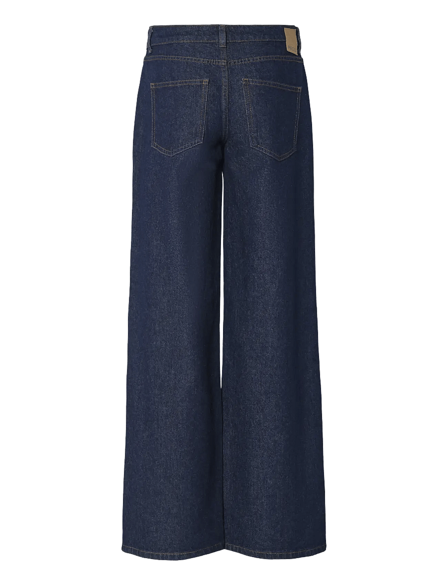 Pieces - PCSELMA LW WIDE JEANS RINSE NOOS BC - hosen mit weitem bein - dark blue denim - 2