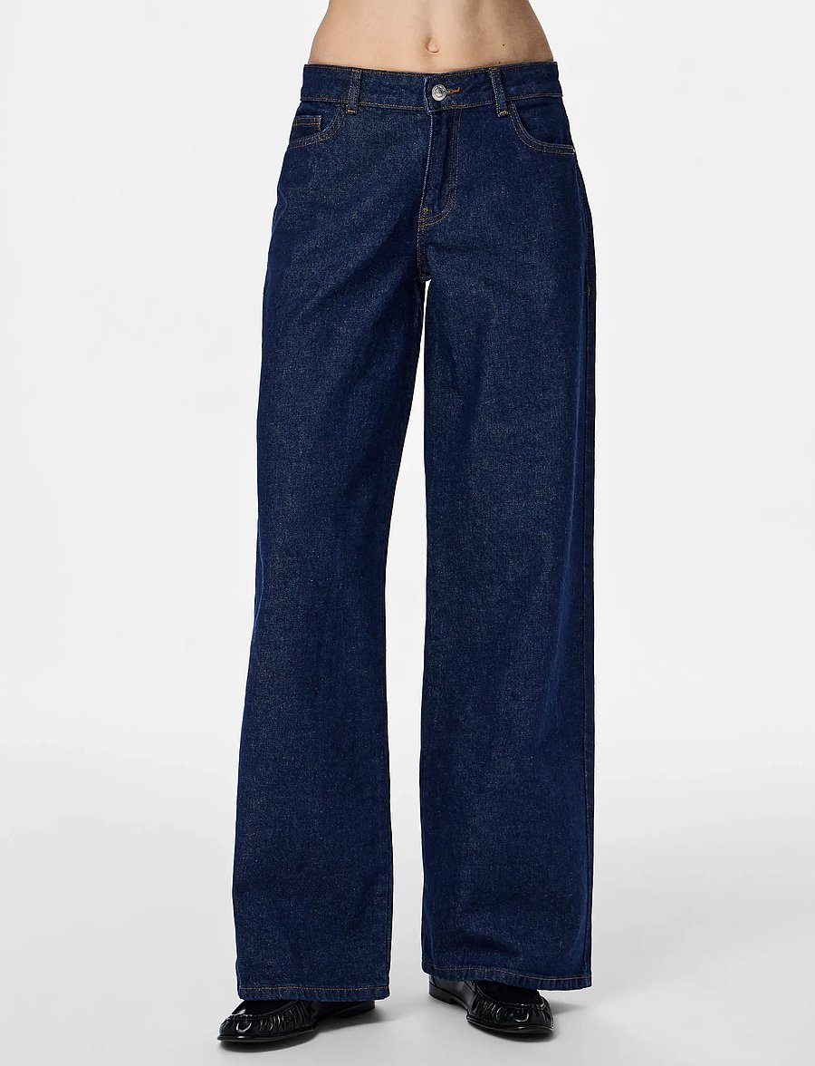 Pieces - PCSELMA LW WIDE JEANS RINSE NOOS BC - hosen mit weitem bein - dark blue denim - 0