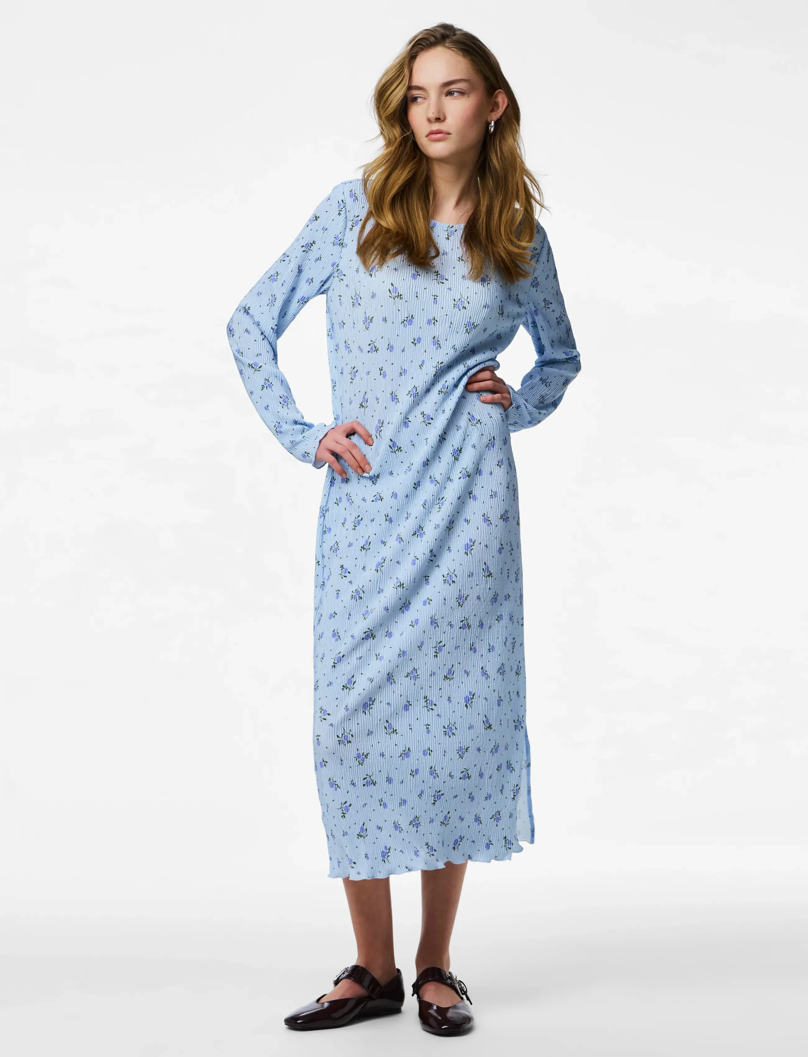 Pieces PCFLORA LS MIDI DRESS JRS NOOS BC - Dresses - CASHMERE BLUE / blue