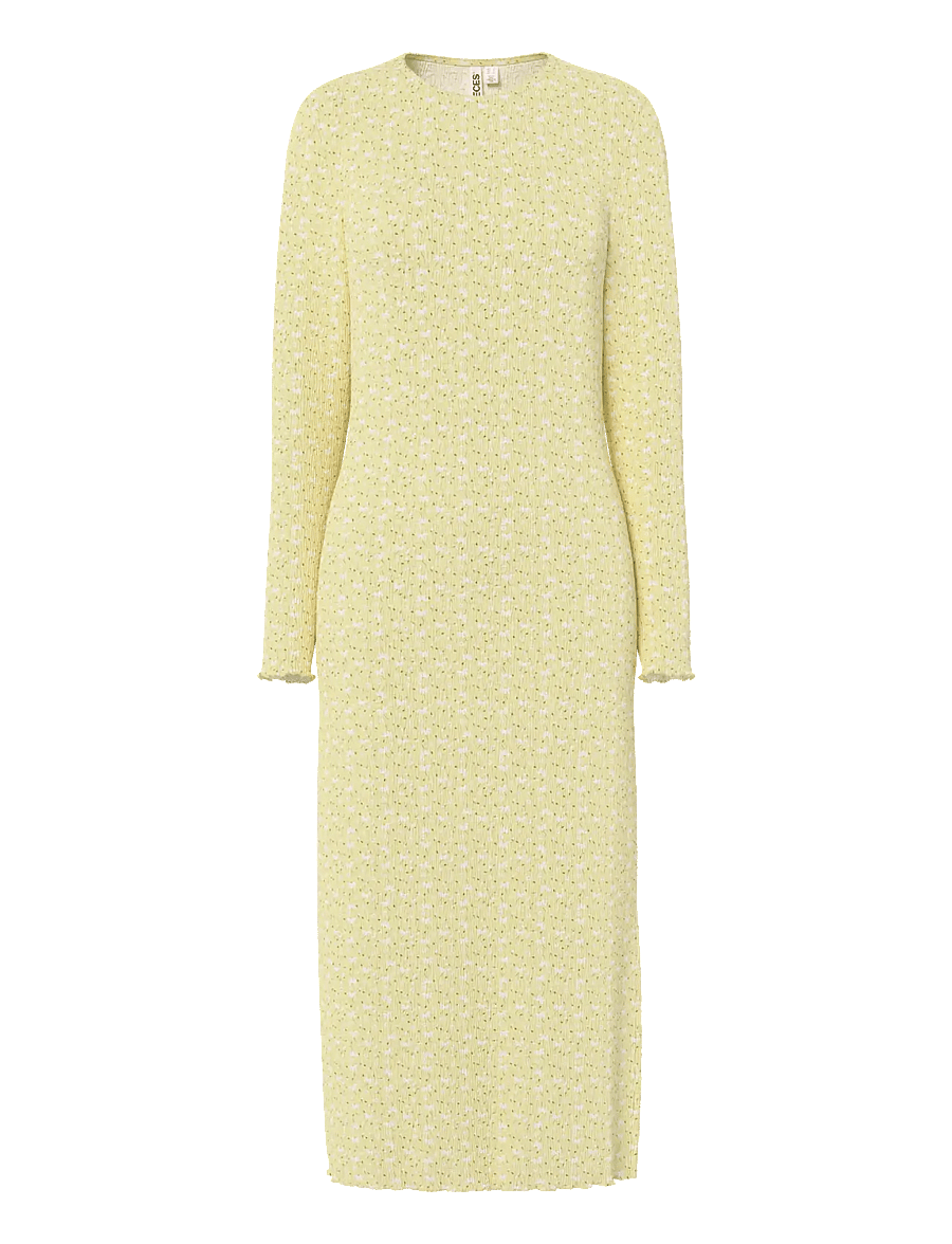 Pieces - PCFLORA LS MIDI DRESS JRS NOOS BC - midikleider - french vanilla - 1