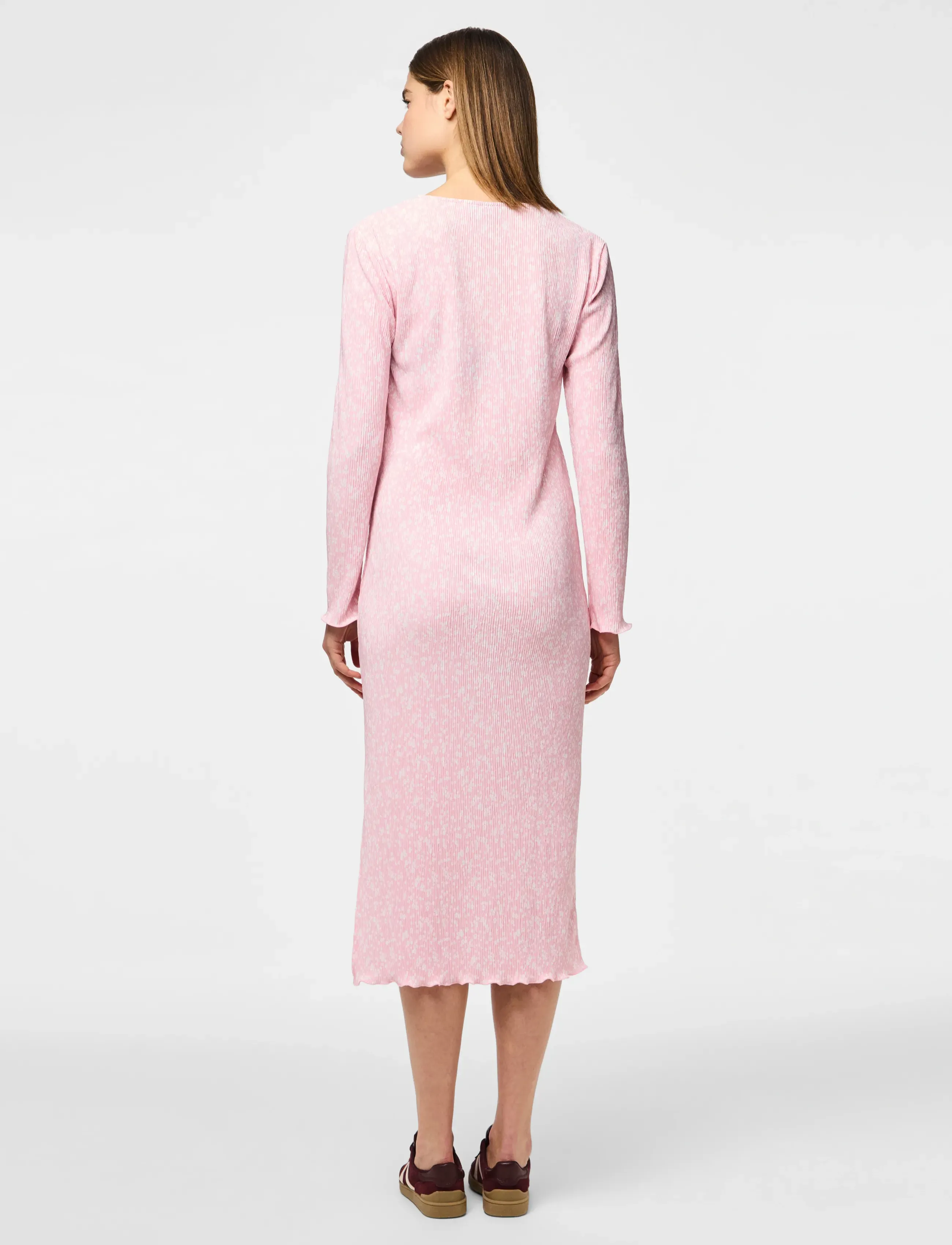 Pieces - PCFLORA LS MIDI DRESS JRS NOOS BC - midi dresses - roseate spoonbill - 3