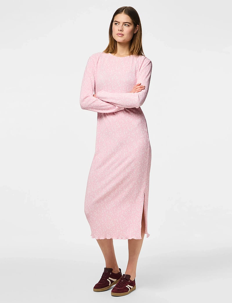 Pieces - PCFLORA LS MIDI DRESS JRS NOOS BC - midi kjoler - roseate spoonbill - 4