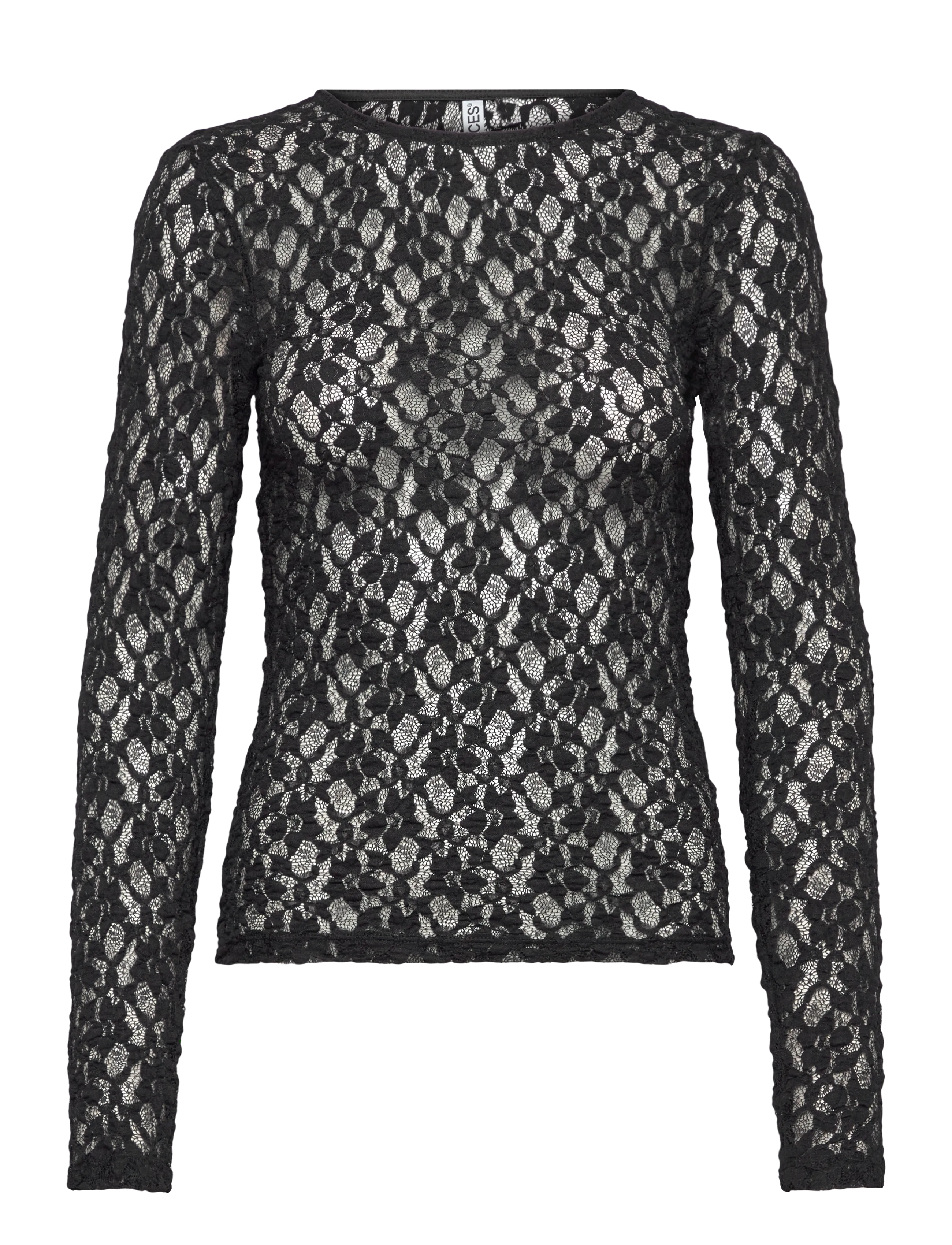 Pieces PCHAZEL LS LACE TOP JRS NOOS - Uus - BLACK / black